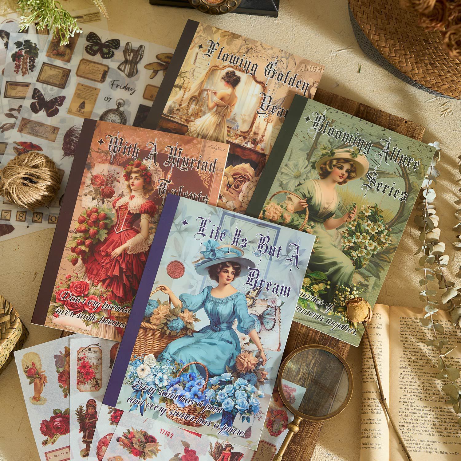 24 шт. Винтажные наклейки Книга Клейкие DIY Ручной аккаунт Дневник Альбом Скрапбукинг Junk Journal Принадлежности