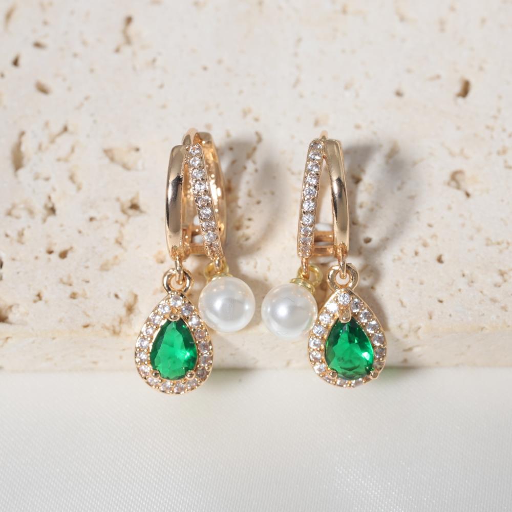 1 Pair Fashion Water Droplets Zirconia Dangle Earrings for Women Imitation Pearls Earring Jewelry Wedding Party Accessories