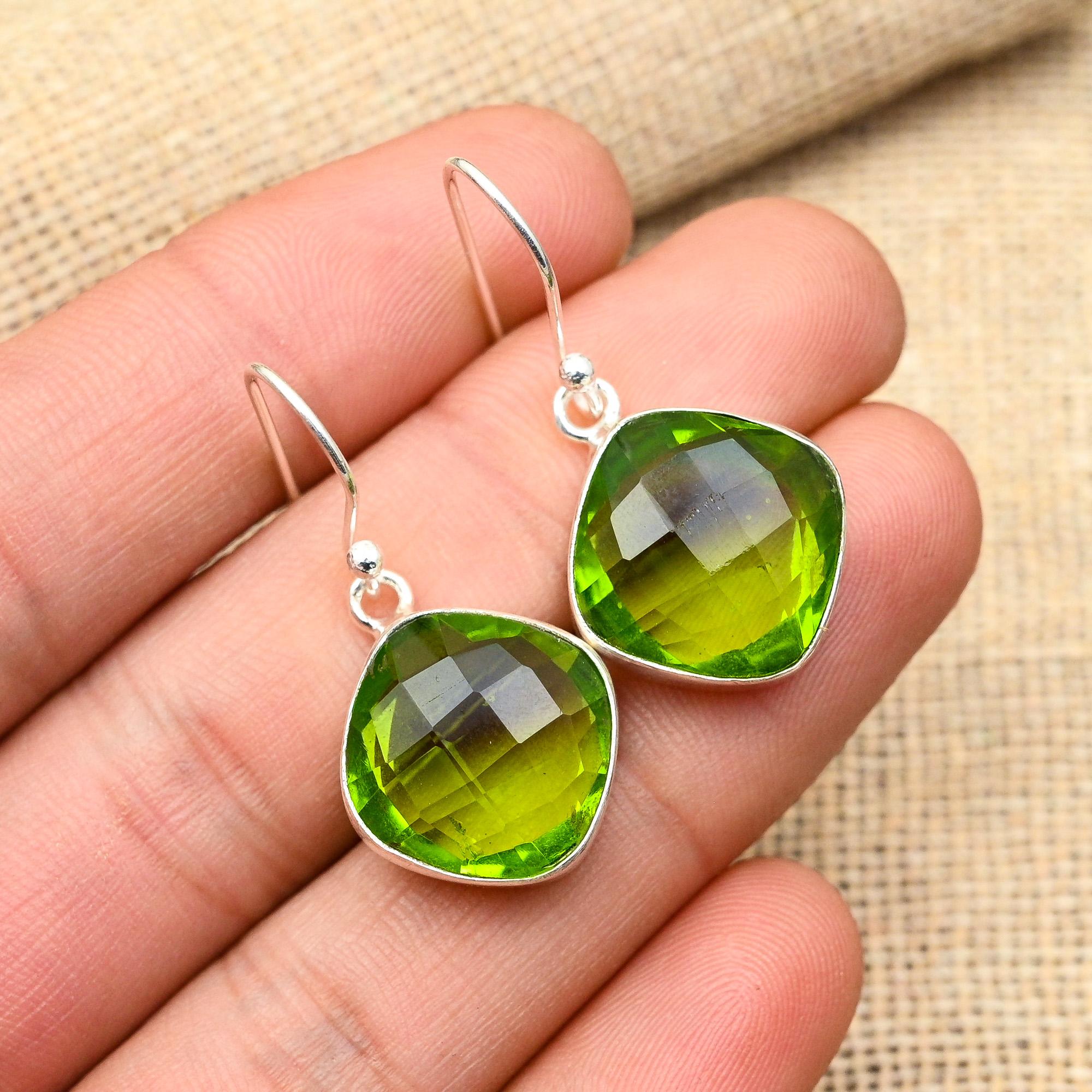 Ювелирные серьги ручной работы из стерлингового серебра 925 пробы с драгоценным камнем перидот для женщин