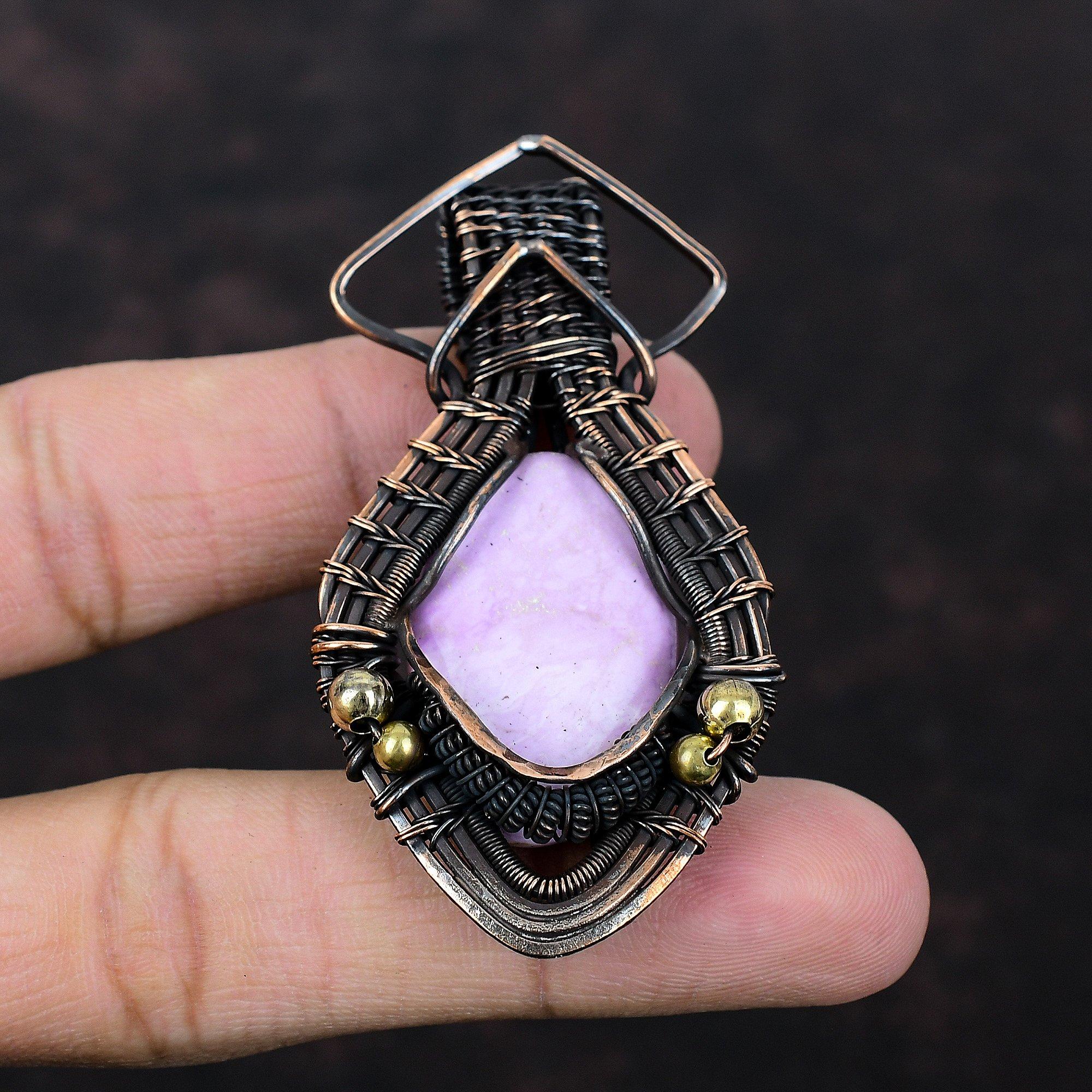 Подвеска из фосфосидеритовой проволоки, обернутая медной проволокой, ювелирные изделия ручной работы, подвеска из драгоценных камней, ювелирные изделия из медной проволоки, фосфосидеритовые ювелирные изделия для подарка