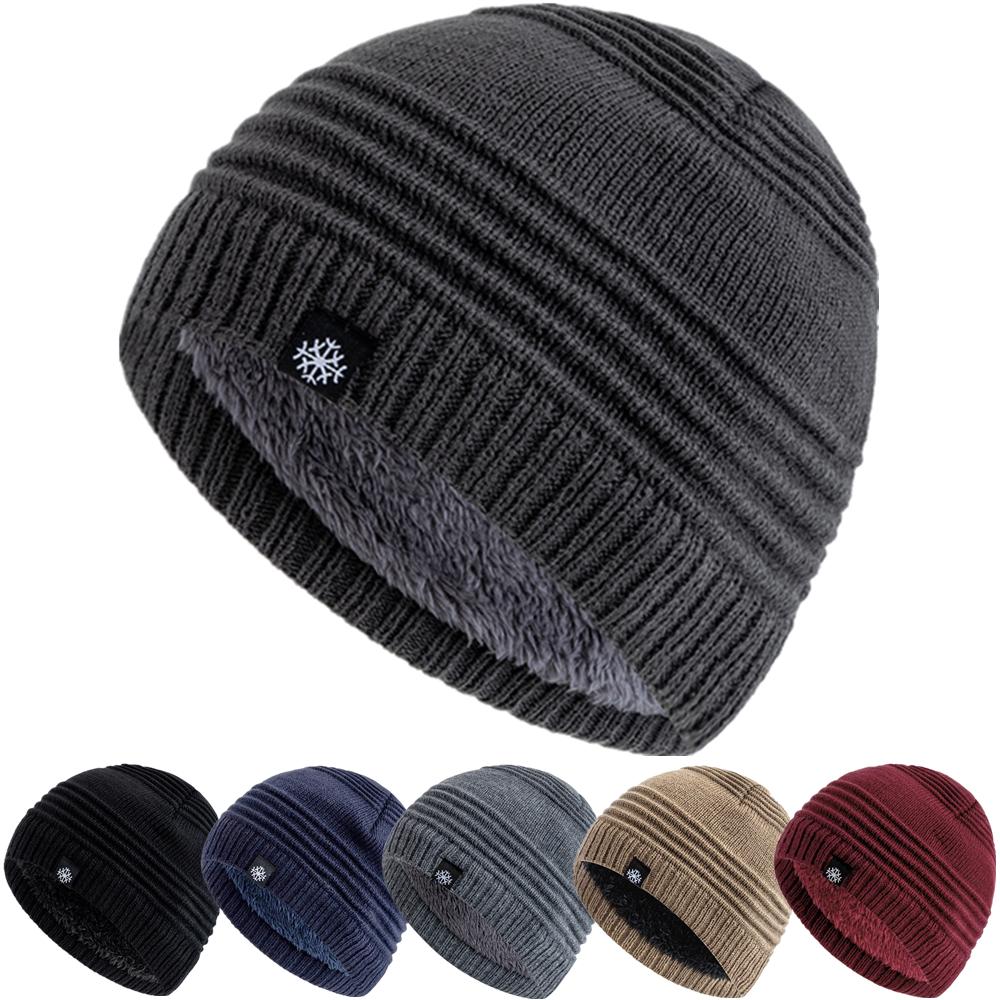 New Style Unisex Fur Lined Beanie Hat Keep Warm Winter Hat Thick Hat For Men And Women Snow Label Fashion Winter Cap