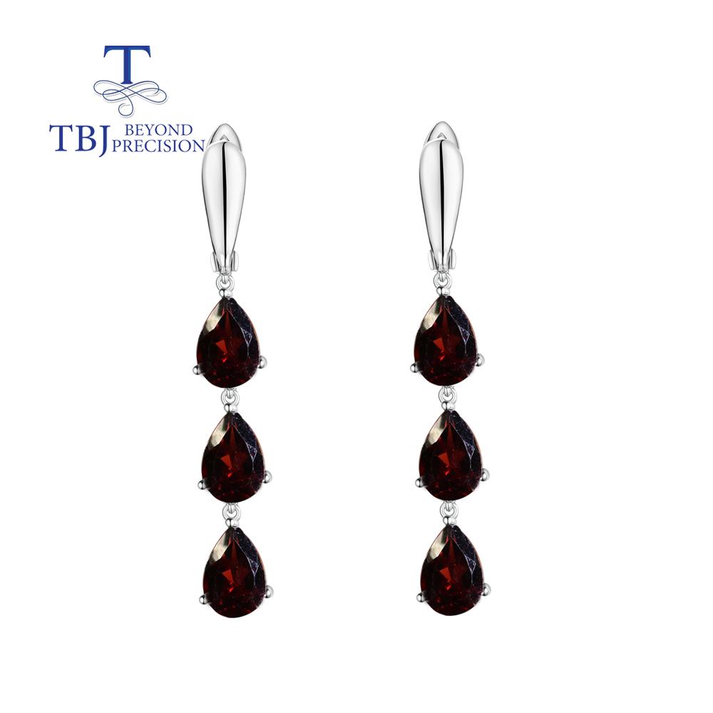 Серебряные длинные серьги с натуральным гранатом-грушей 6*9 мм, серебро 925 пробы, модный дизайн, женские изысканные украшения для женщин, хороший подарок