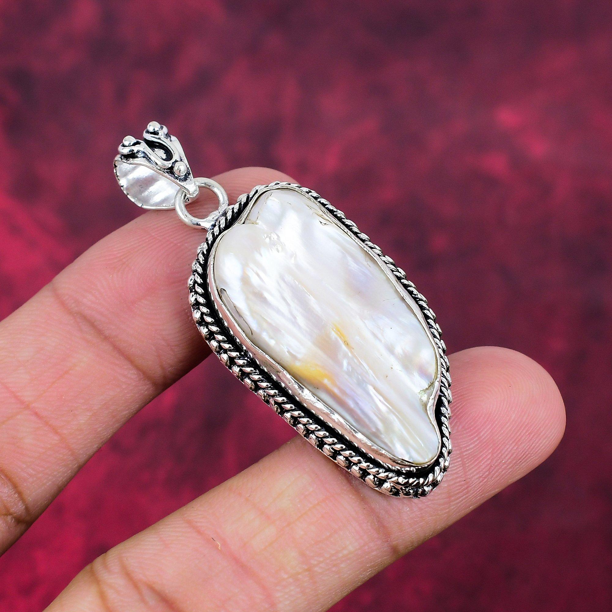 Подвеска из стерлингового серебра 925 пробы с жемчугом Biwa, ювелирные изделия с подвеской из драгоценных камней ручной работы, подарки для жены, абсолютно новый кулон