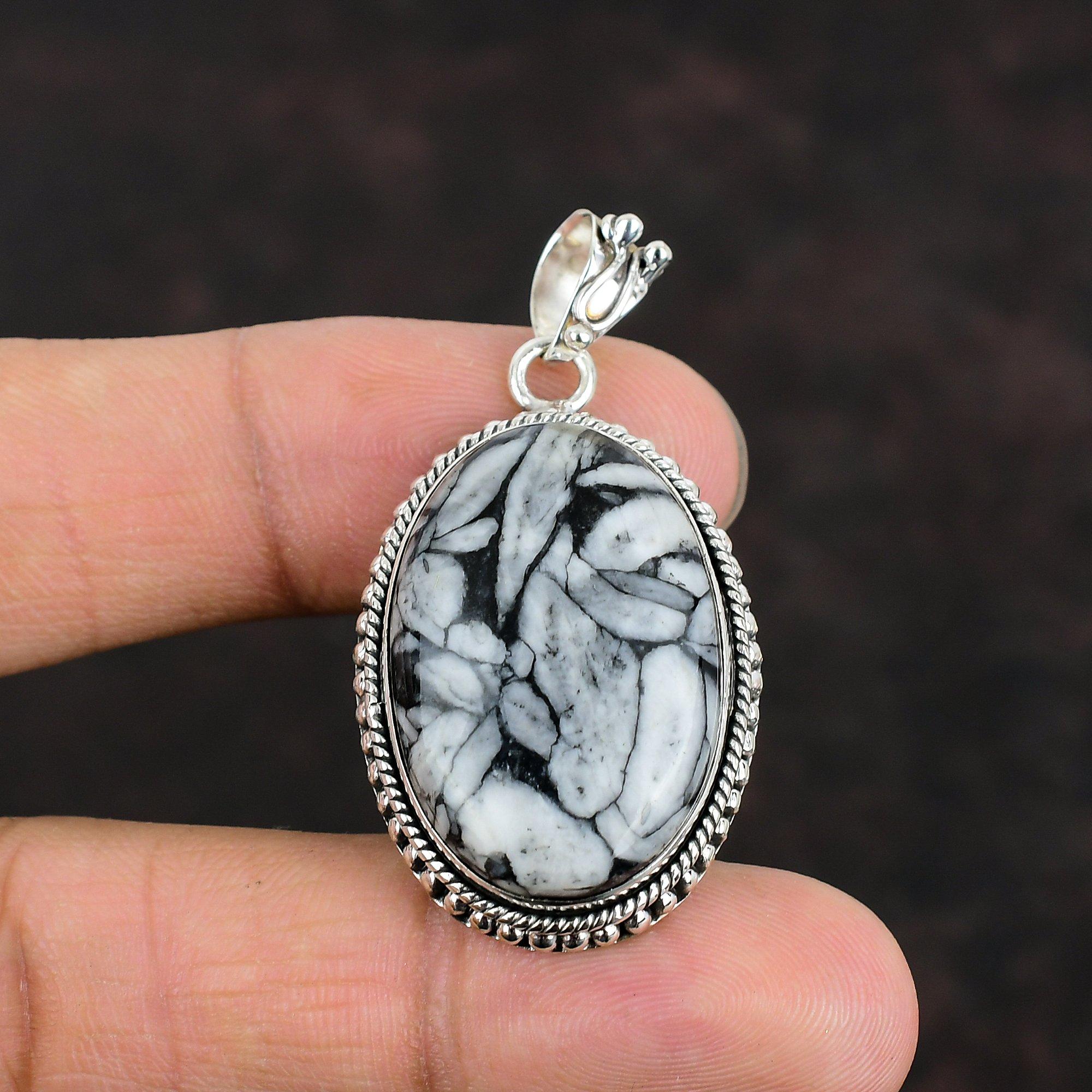 Подвеска из камня пинолитового яшма, ручная работа, достойное украшение, подвеска из стерлингового серебра 925 пробы, подвеска с камнем рождения, свадебные подарки, серебряное украшение