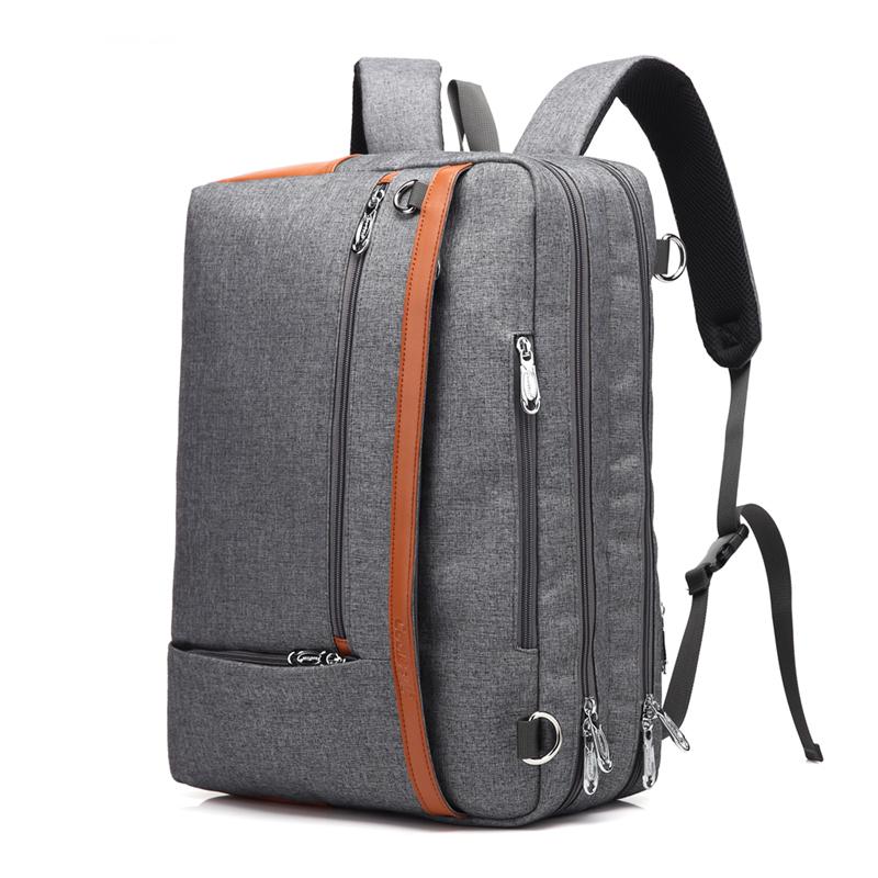 Men Backpacks Cool Bell Nylon/Canvas Male Backpack &Shoulder Bag& Messenger Bag& Handbag 15.6/17.3 Inch Black/Gray CB-5506