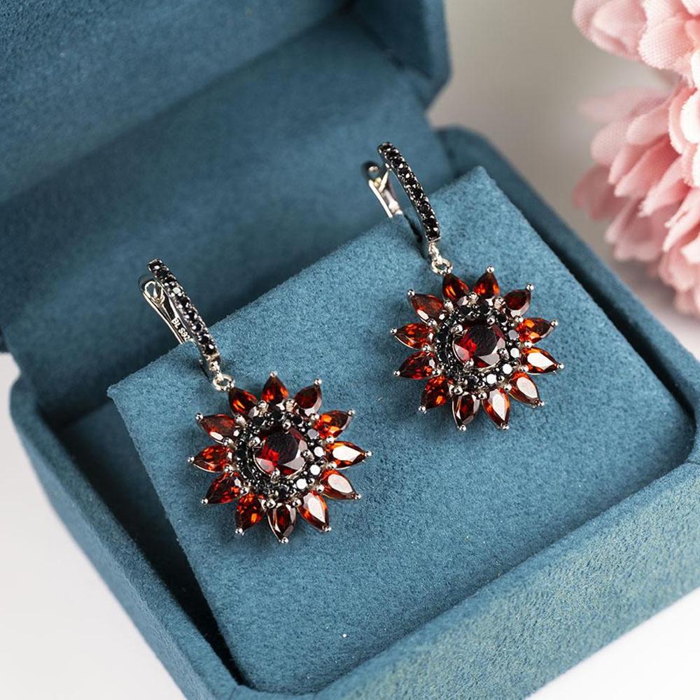 Ювелирные наборы из 100% натурального граната, серьги-застежки из стерлингового серебра 925 пробы, ювелирные изделия из настоящего драгоценного камня, изысканные ювелирные изделия для женщин