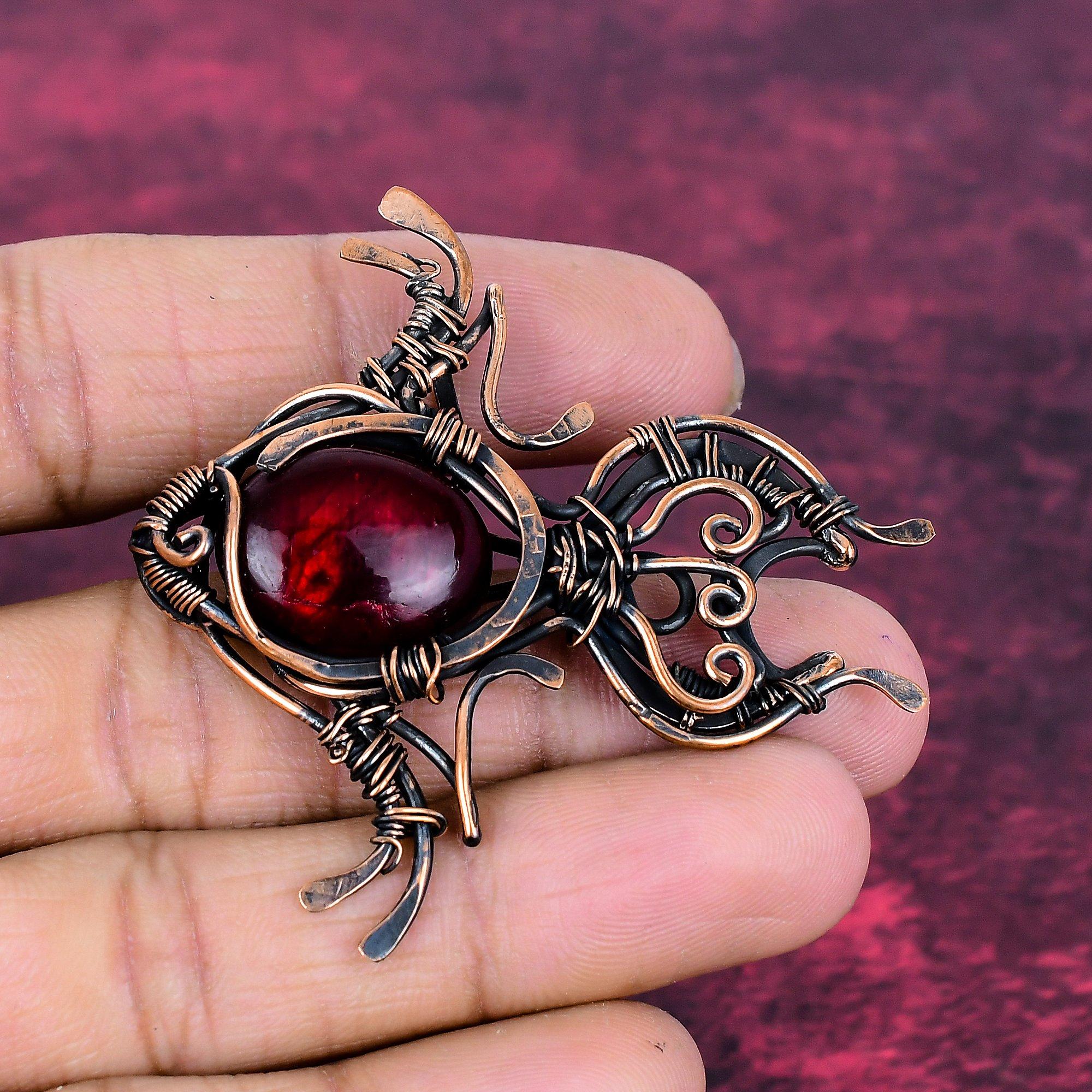 Ammonite Fossil Pendant Copper Wire Wrapped Decent Jewelry Fish Gemstone Pendant