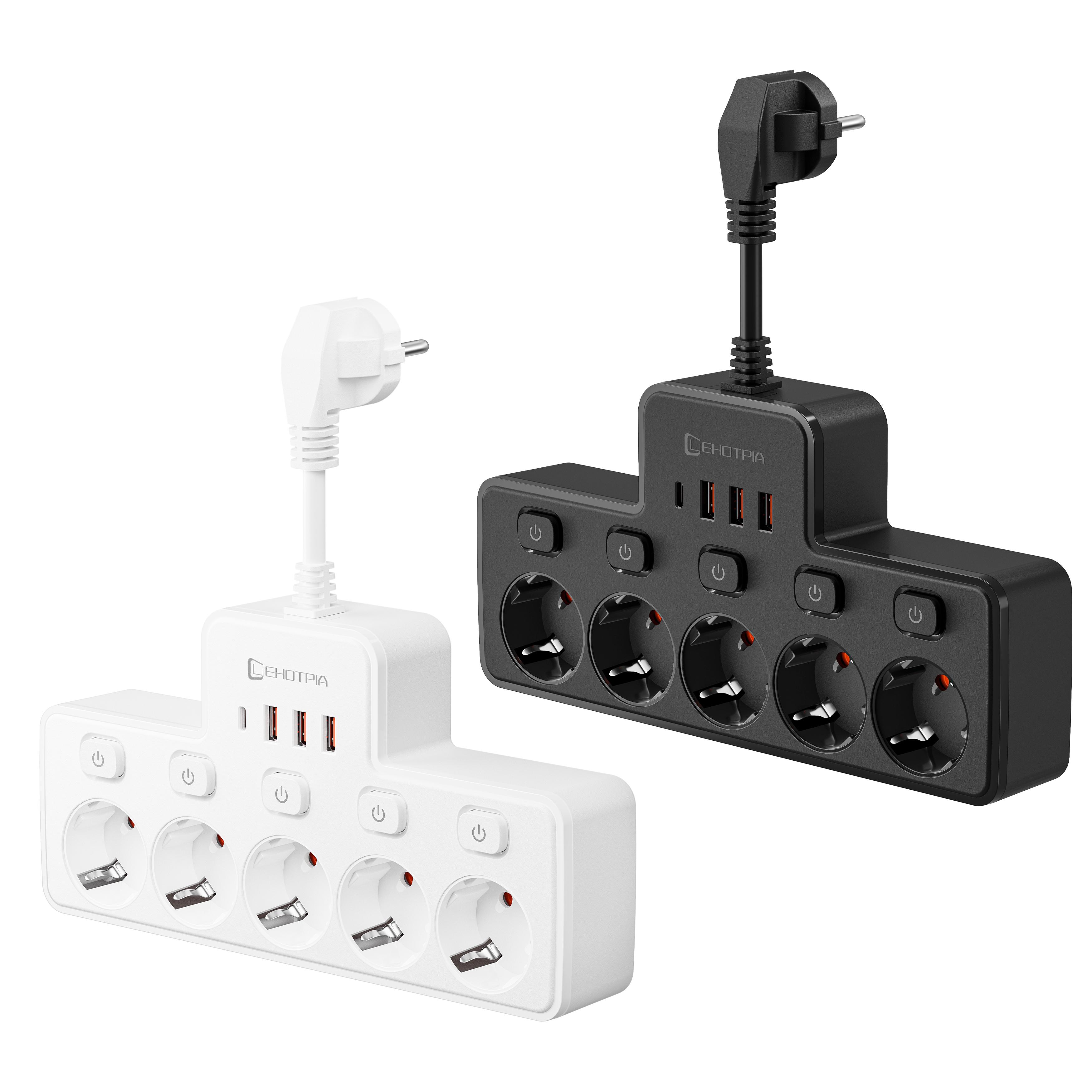 EU AC Plug Независимый выключатель настенный удлинитель 5 AC европейский стандартный сетевой фильтр с 3 USB 1 C портами зарядки