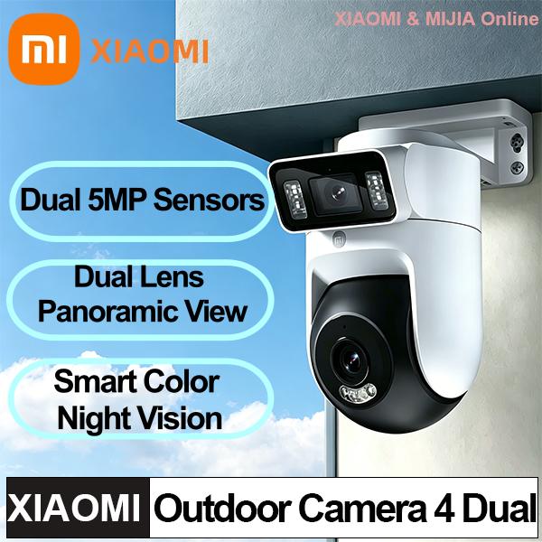 Новая наружная камера Xiaomi 4 с двумя объективами 5 МП 3K HD Двойной обзор Панорамный Крупный план Отслеживание IP66 Защита от непогоды Противоугонная CN