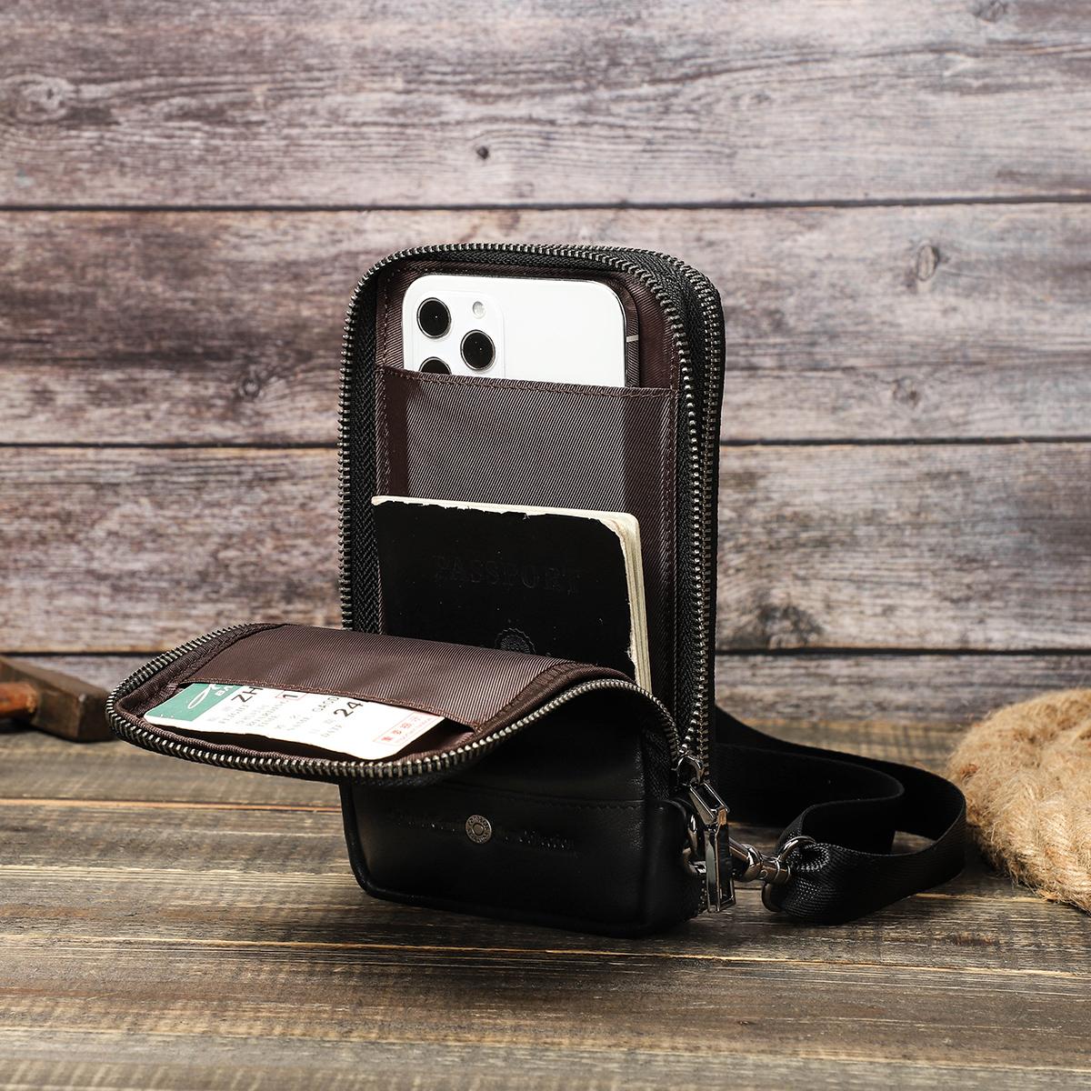 Маленькая сумка через плечо для мужчин, сумка на ремне из натуральной кожи с держателем для карт, поясная сумка для мобильного телефона