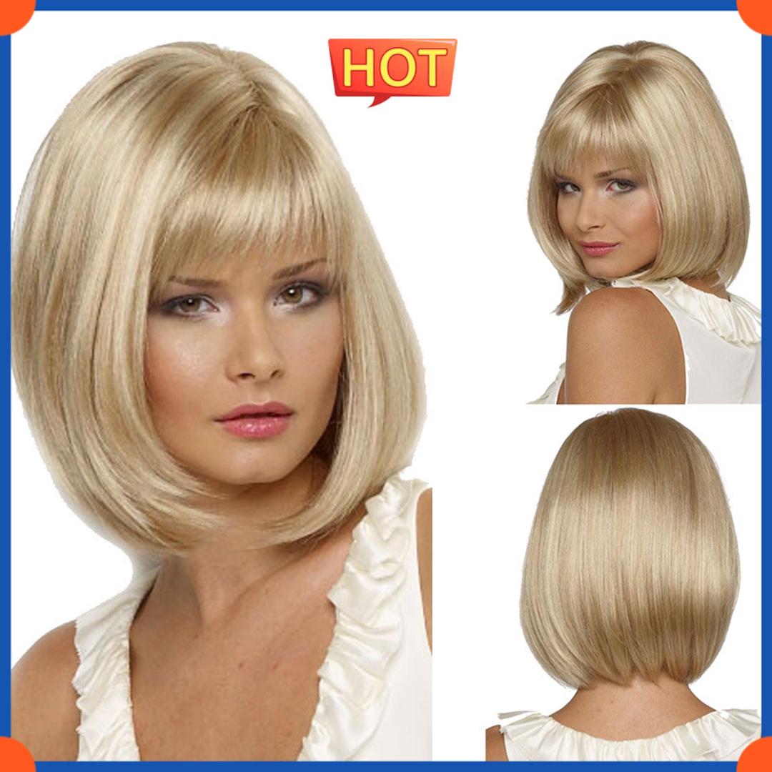 Европейский короткий парик женский модный прямой парик с челкой