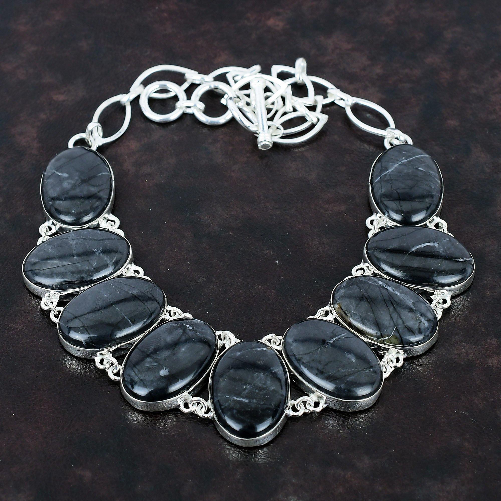 Picasso Jasper Necklace Handmade Gemstone Necklace 925 Sterling Silver Necklace Adjustable Chain Necklace Picasso Jasper Jewelry For Gifts