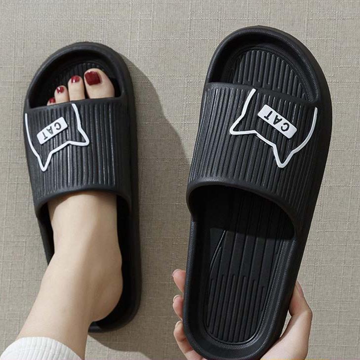 Summer Women Men's Slippers Indoor Bath Thick Platform Non-Slip Home Easter Cartoon Flip Flops Cat Beach Sandals Ladies Shoes