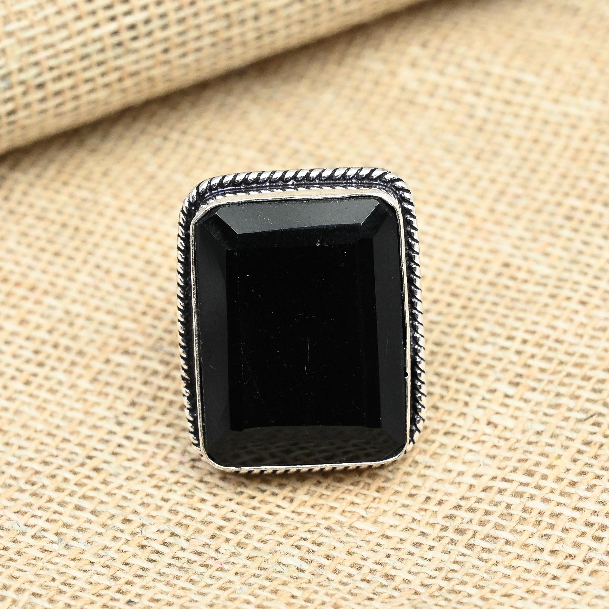 Хороший черный шпинель драгоценный камень стерлингового серебра 925 пробы ювелирные изделия ручной работы кольцо обещания