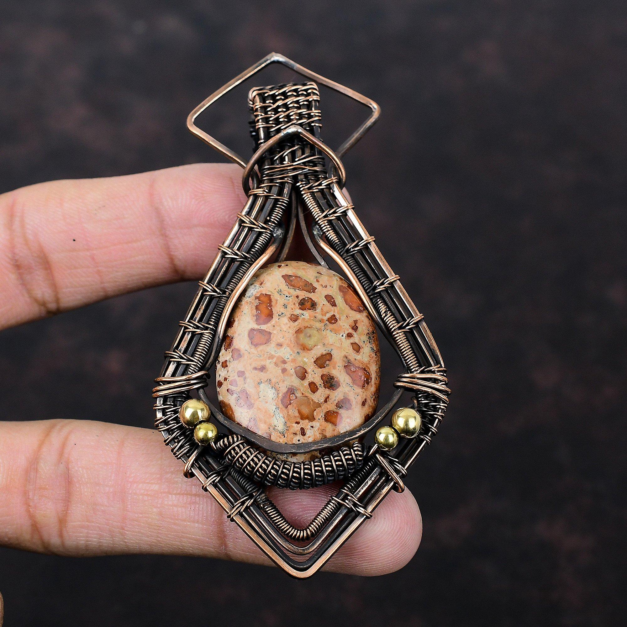 Кулон Астероид Яшма Кулон, обернутый медной проволокой Кулон с драгоценным камнем Украшения ручной работы Кулон, обернутый медной проволокой Для подарка Кулон с камнем рождения