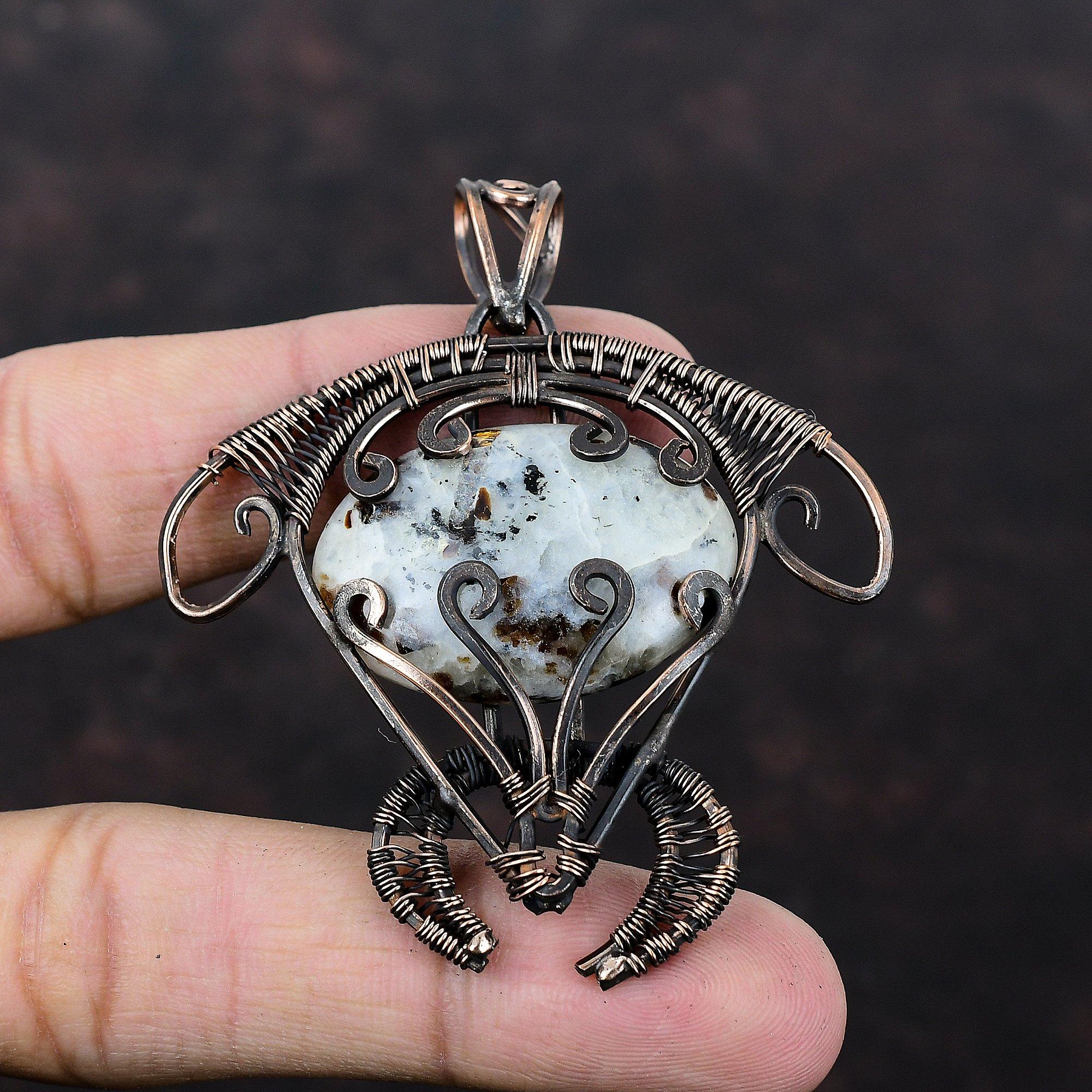 Астрофиллитовый кулон, медная проволока, обернутые ювелирные изделия, кулон ручной работы с драгоценным камнем, черепаха, медные украшения, новый кулон, подарок для женщин