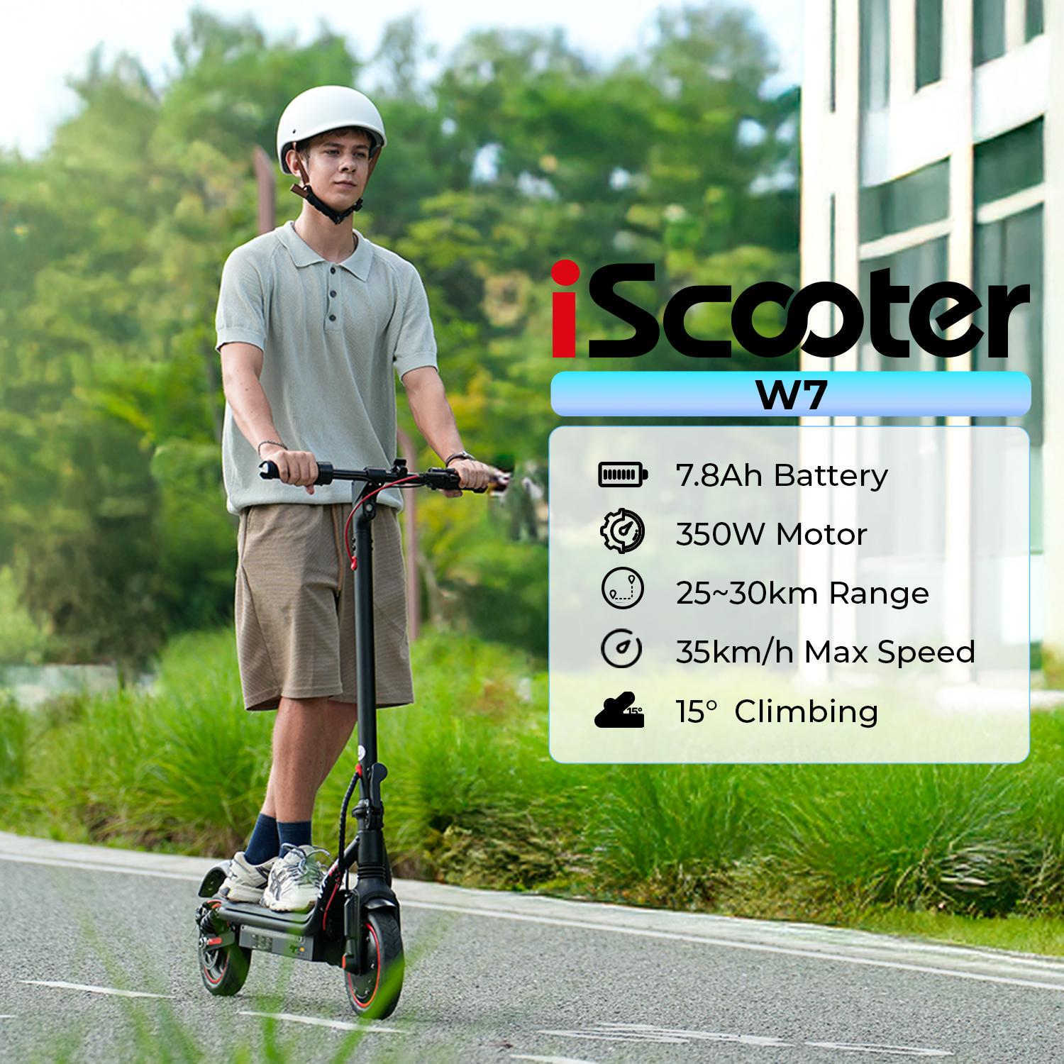 iScooter W7 Adult City Commuting Foldabe E-Scooter 36V10.4Ah Battery 650W Motor 8.5 Inch Multi Terrain Outdoor Riding Electric Scooter