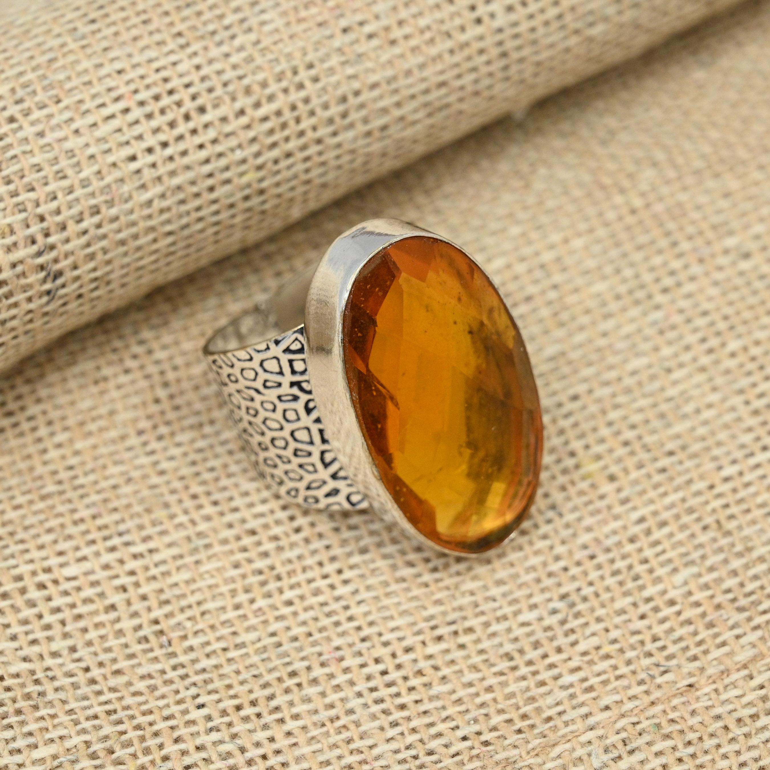 Драгоценный камень медовый топаз, твердое серебро 925 пробы, ювелирное кольцо ручной работы овальной формы