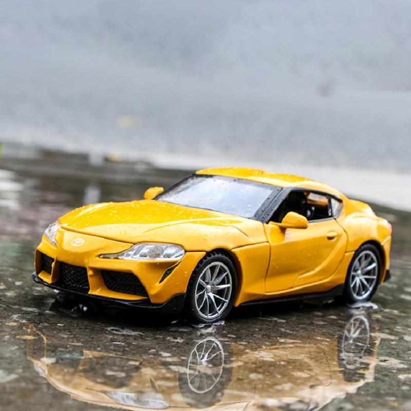 JDM Toyota GR Supra Supercar Simulation Diecast & Toy Vehicle Sounds & Light Pull Back Car 1:32 Alloy Collection Model Gifts For Children
