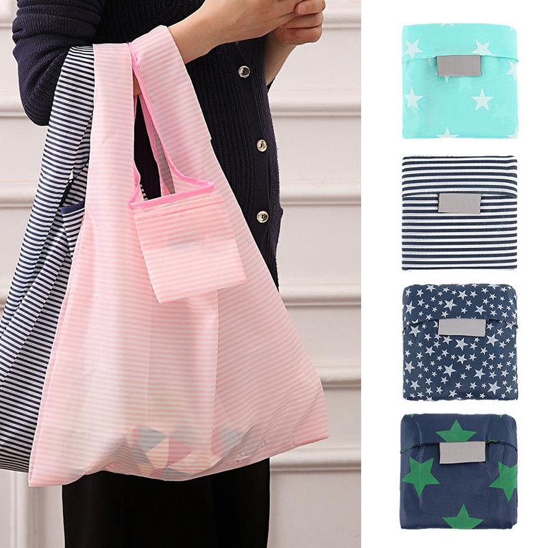1PC Reusable Unisex Printing Eco Friendly Shopping Bag Foldable Shopping Bags Polyester Eco Grocery Carry