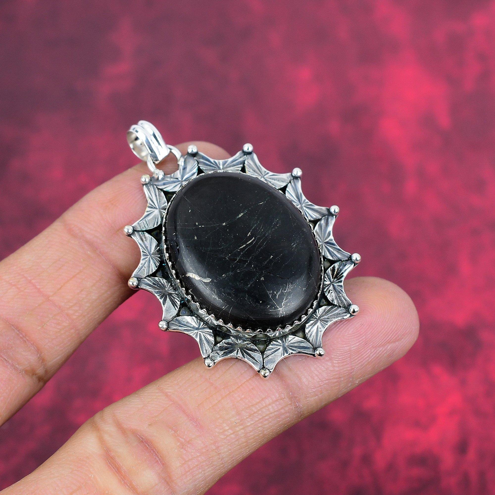 Подвеска из шунгита, ювелирные изделия из стерлингового серебра 925 пробы, подвеска ручной работы, на День Благодарения