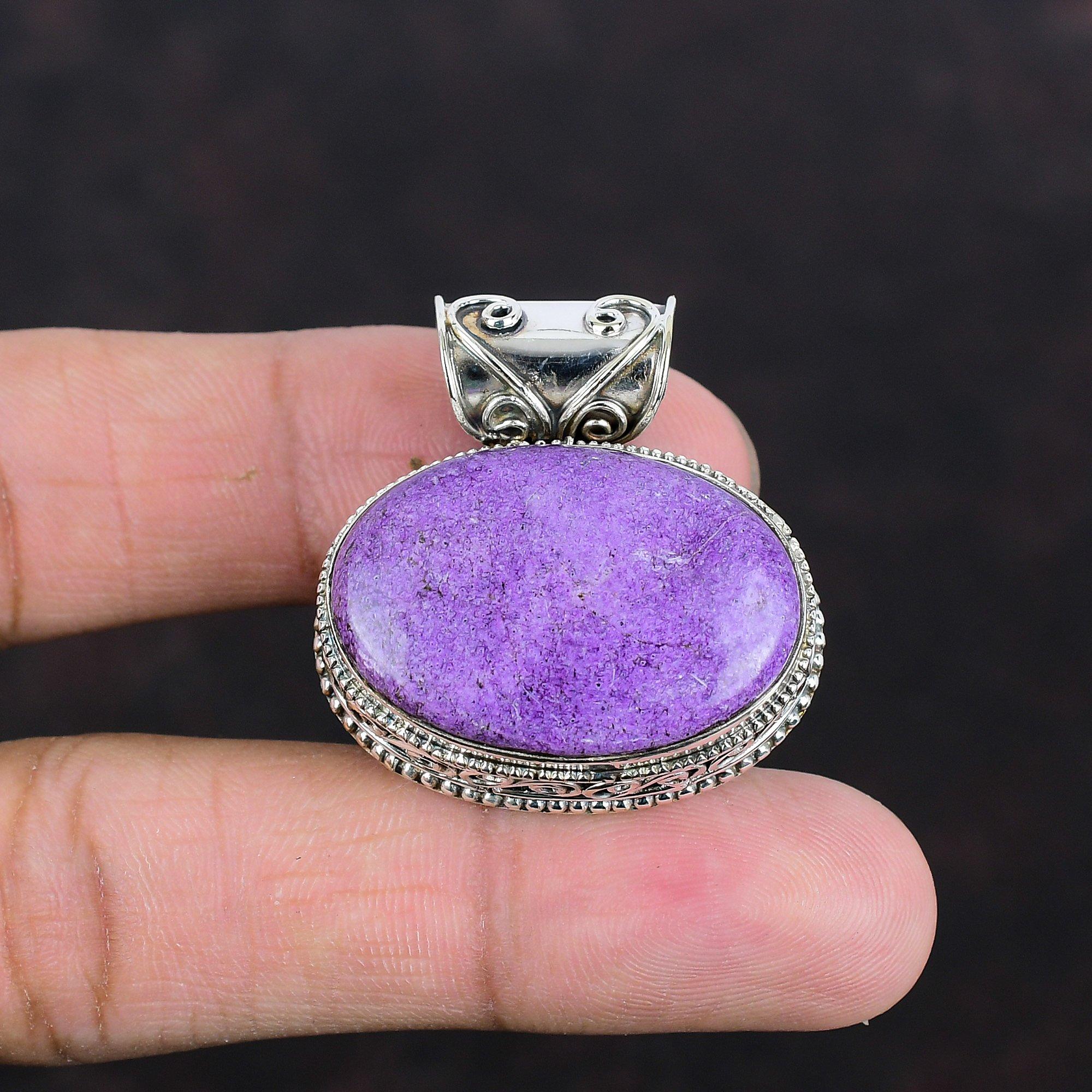 Purpurite Pendant Genuine Gemstone Pendant 925 Sterling Silver Pendant Dainty Vintage Pendant Handmade Jewelry Gifts For Mom Stylish Pendant