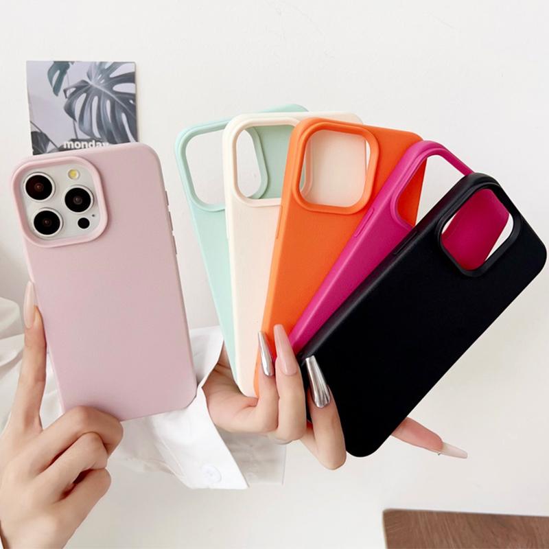 Модный однотонный кожаный текстурный матовый мягкий чехол для iPhone 16 Pro Max 15 14 Plus 13 12 Pro 11, защита линз, тонкий ударопрочный чехол для телефона из ТПУ