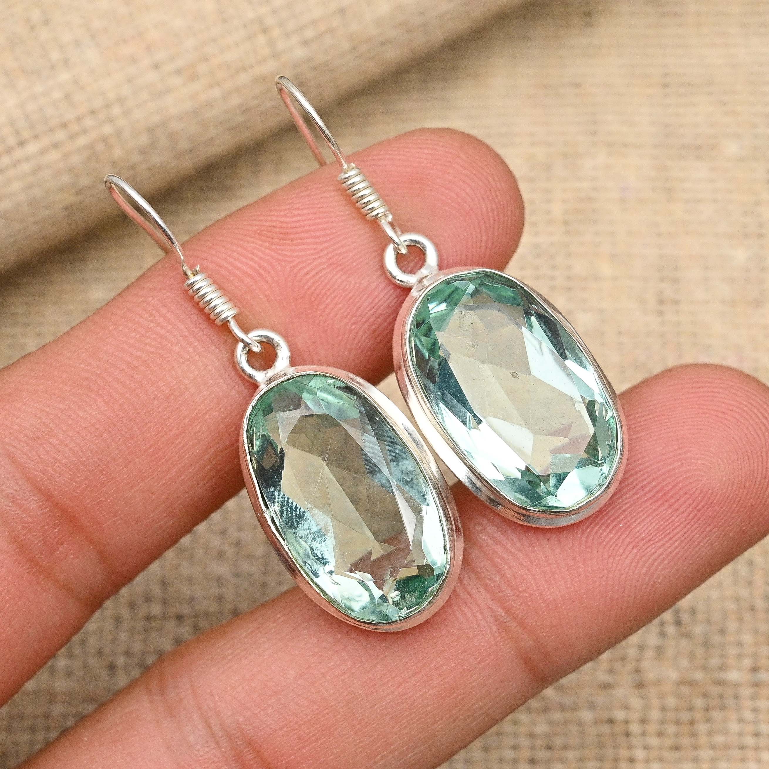 Lavish Green Amethyst Gemstone Handmade 925 Sterling Silver Earring Jewelry