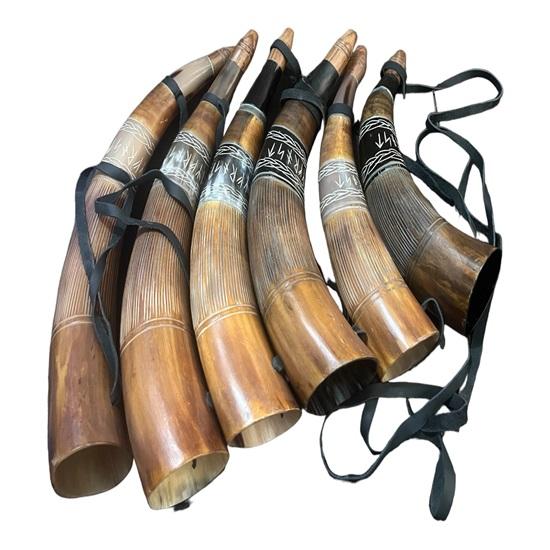 Set of 6 Viking War Genuine Horn Whistle, Medieval Sounding Horn, Norse Cattle Bugle, Ancient Hunting Tool, Resonating