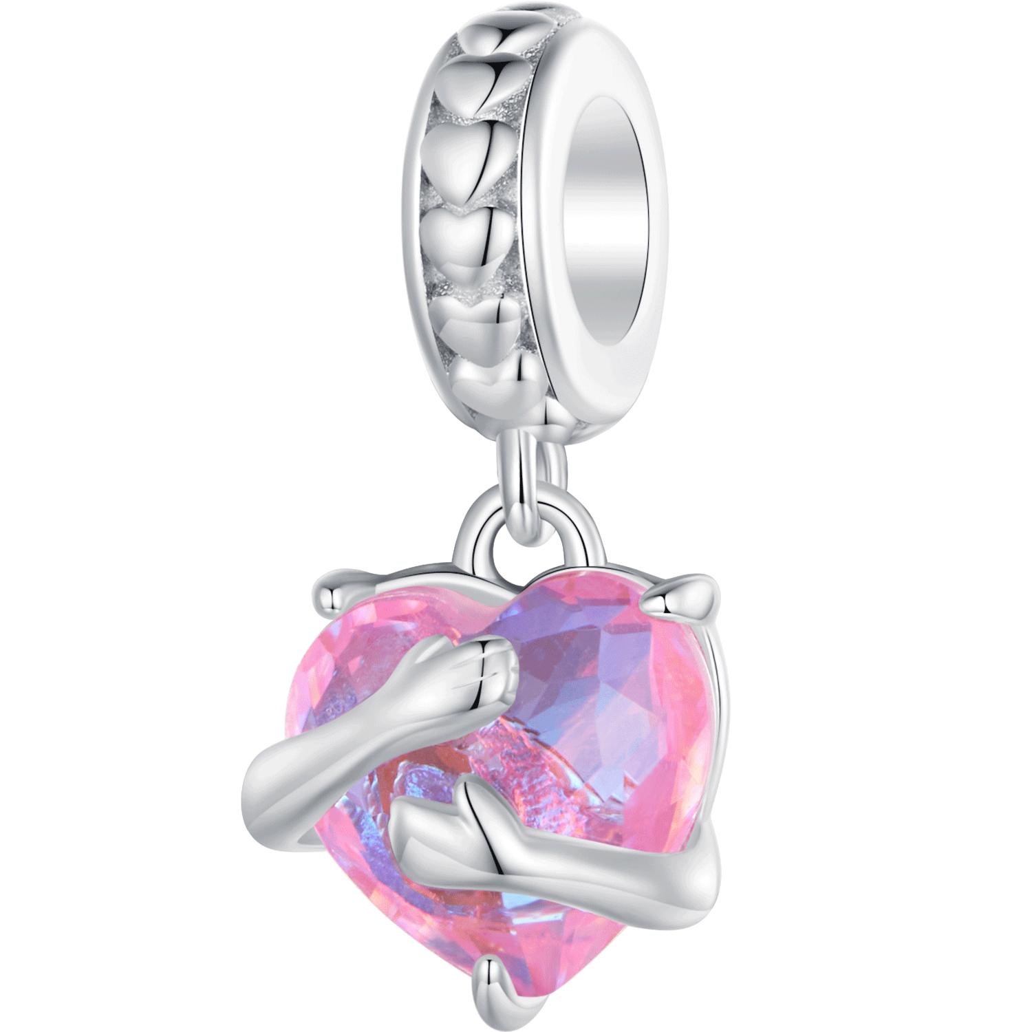 WOSTU Подвески из стерлингового серебра 925 пробы с сердцем и радужными объятиями подходят для оригинального браслета, ювелирные изделия своими руками