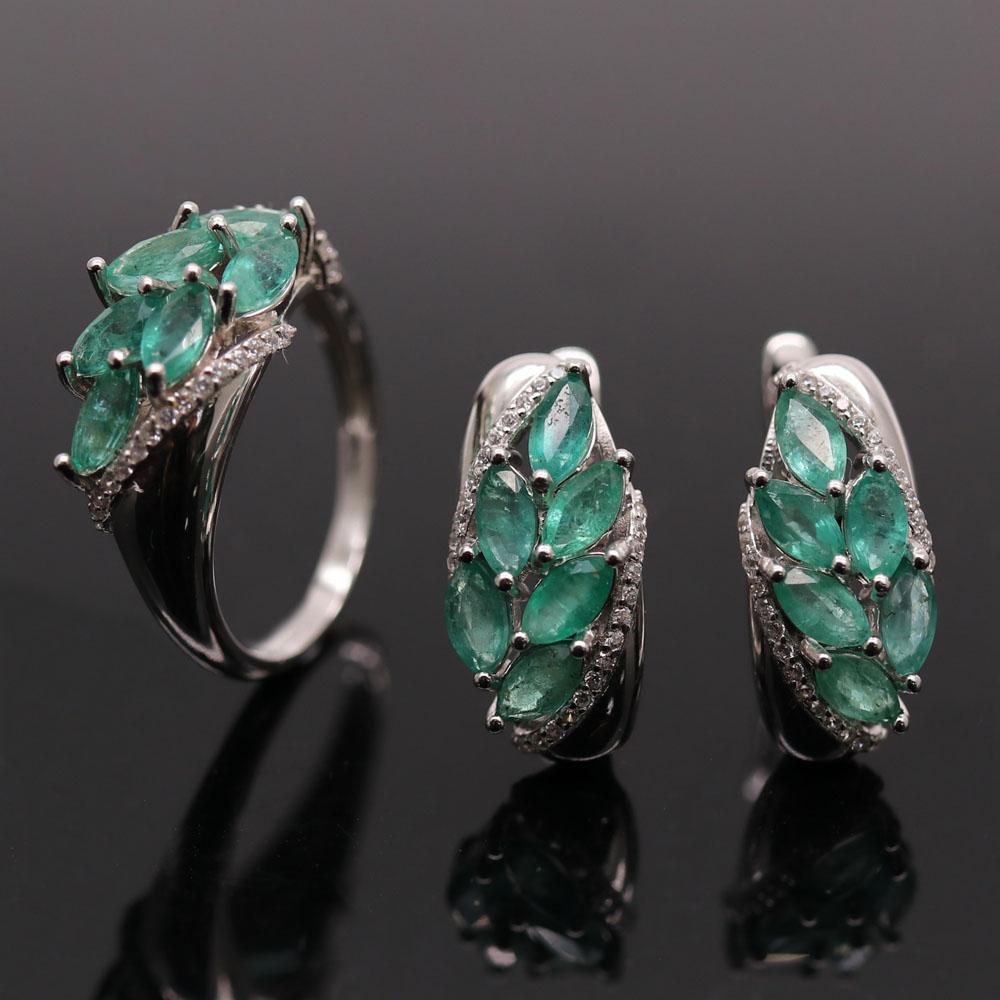 Новые серьги-кольца с натуральным изумрудом, комплект ювелирных изделий, легкие роскошные модные женские изысканные ювелирные изделия из стерлингового серебра 925 пробы