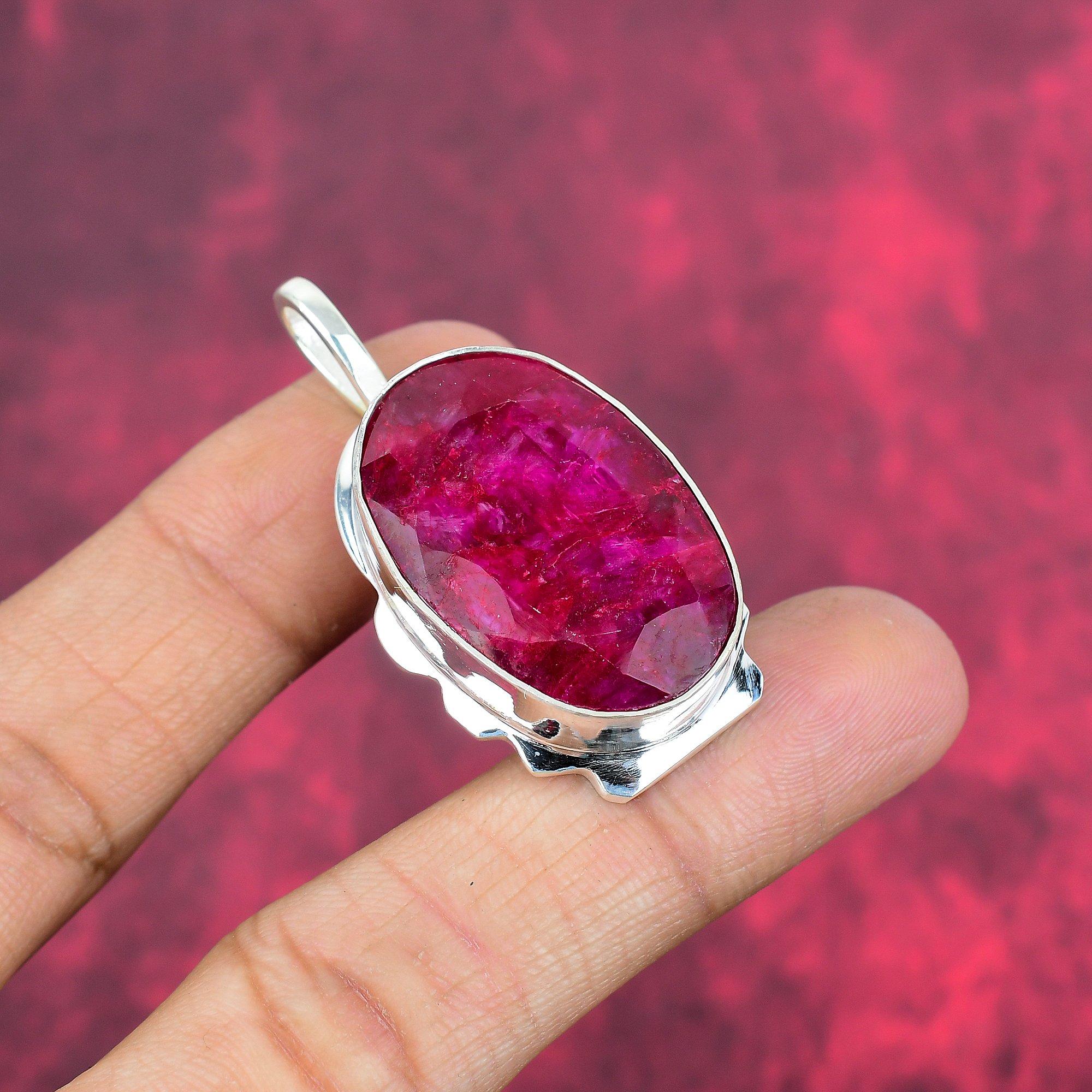 Ювелирные изделия с подвеской из рубина и драгоценного камня, подвеска из цельного серебра 925 пробы ручной работы, ювелирные изделия последнего дизайна