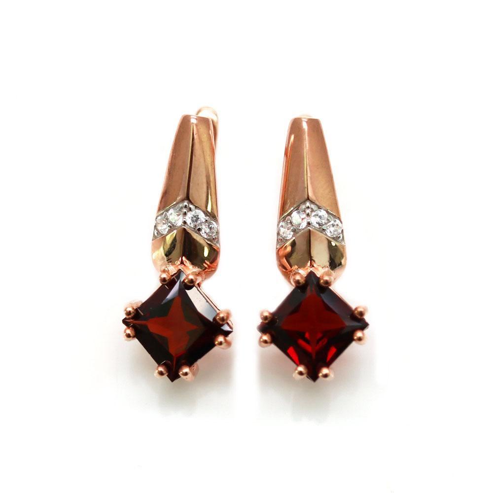 Natural Red Garnet Earring 925 Sterling Silver Fine Jewelry Unique Design for Wife Nice Gift