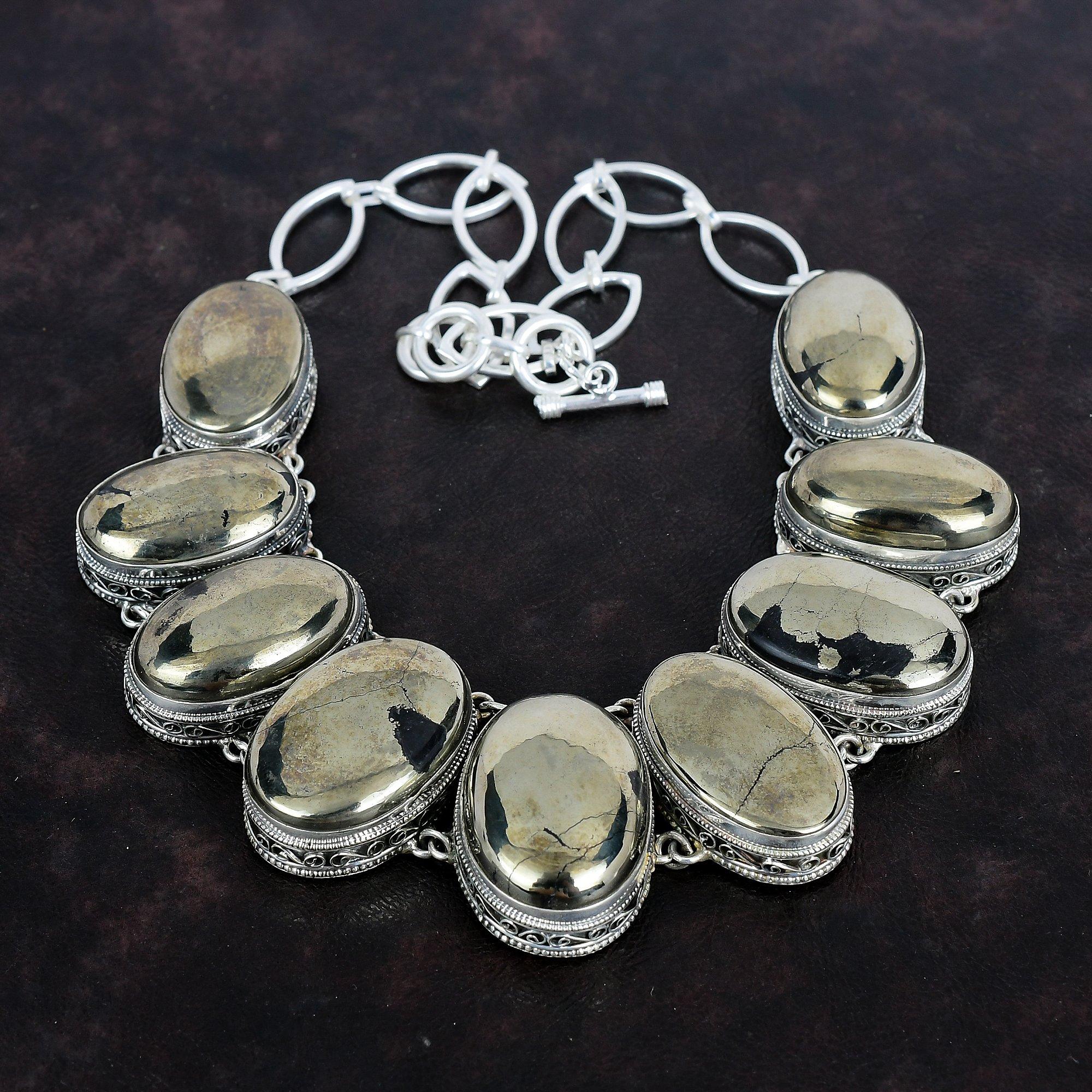 Ожерелье из пирита, ювелирные изделия из натурального драгоценного камня, ожерелье из стерлингового серебра 925 пробы, регулируемое ожерелье-цепочка, винтажное ожерелье ручной работы, подарки на годовщину