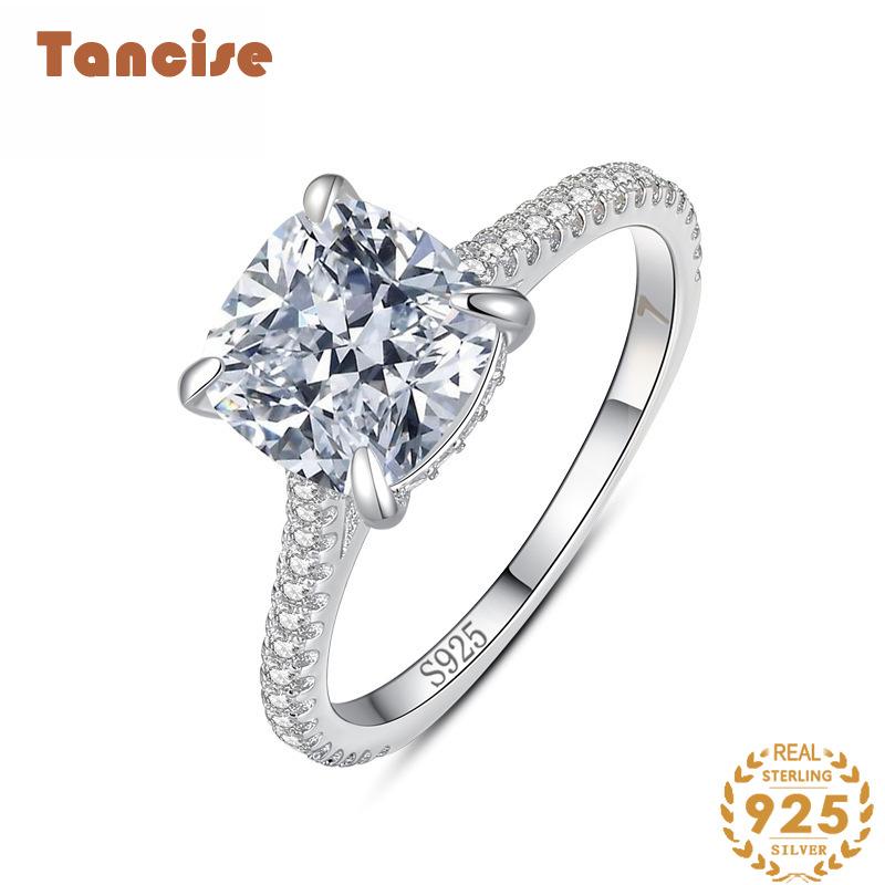 Tancise Classic стерлингового серебра 925 пробы кольцо с цирконом женские ювелирные изделия свадебное обещание вечерние подарок