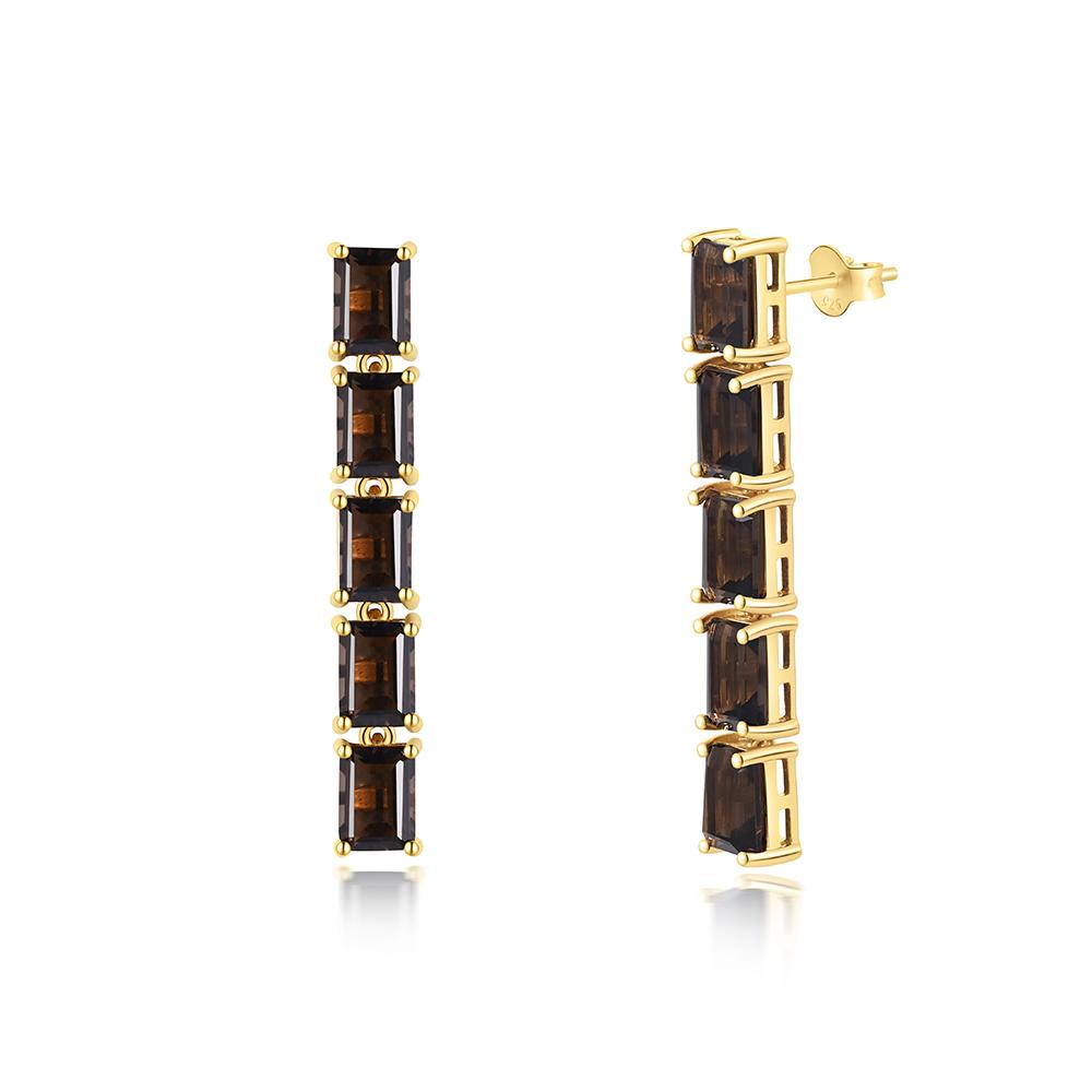 Роскошные серебряные серьги в нежном стиле с дымчатым кварцем и натуральными драгоценными камнями, модные элегантные модные элегантные серьги для женщин и девочек, одежда для банкетов и вечеринок