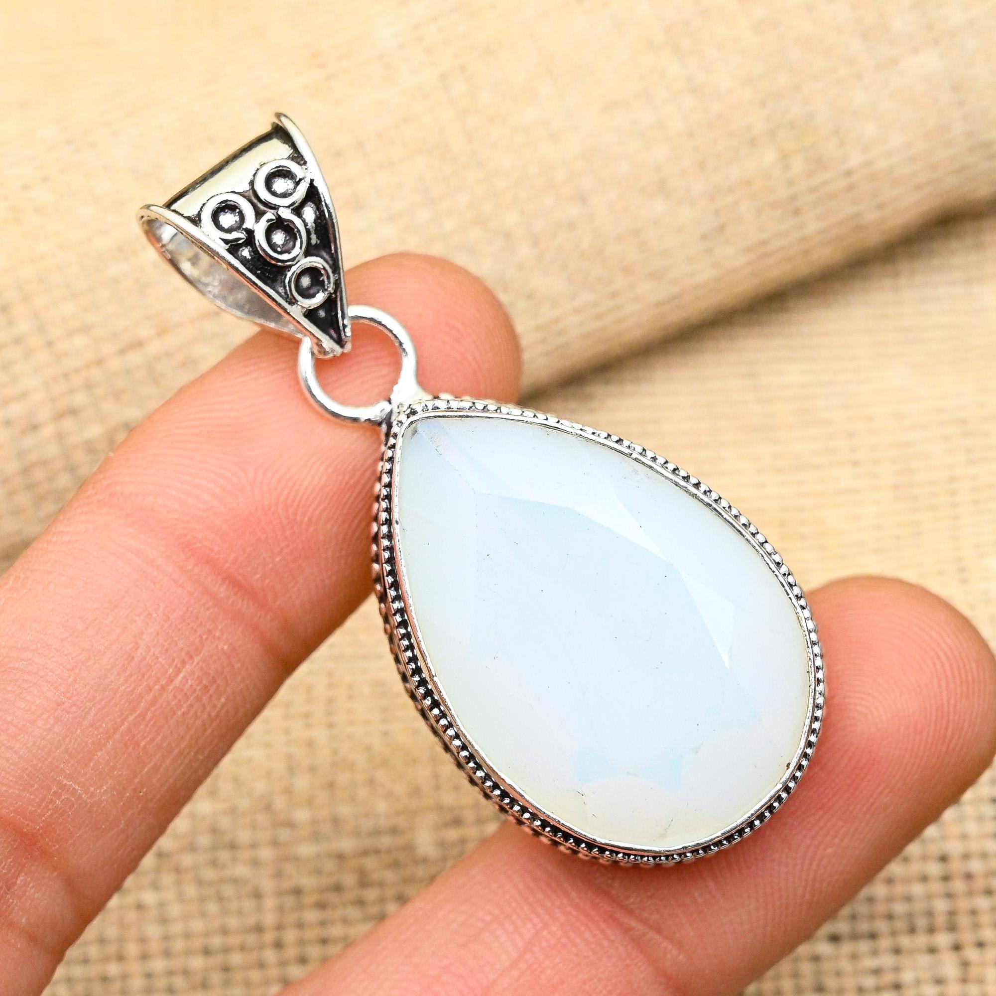 Ювелирные изделия из стерлингового серебра 925 пробы с молочным опалом ручной работы, прекрасный кулон для женщин
