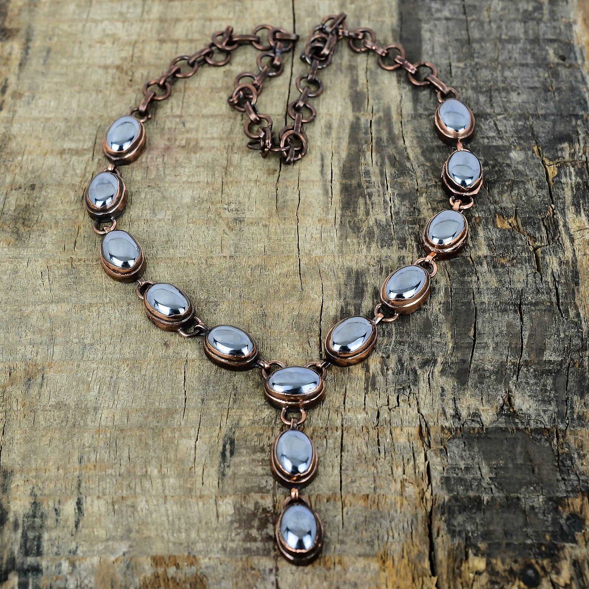 Шунгитовый кулон, гальванопластический медный кулон, ручная работа, антикварные украшения, регулируемая цепочка, кулон с драгоценным камнем, гальванопластические украшения для подарков