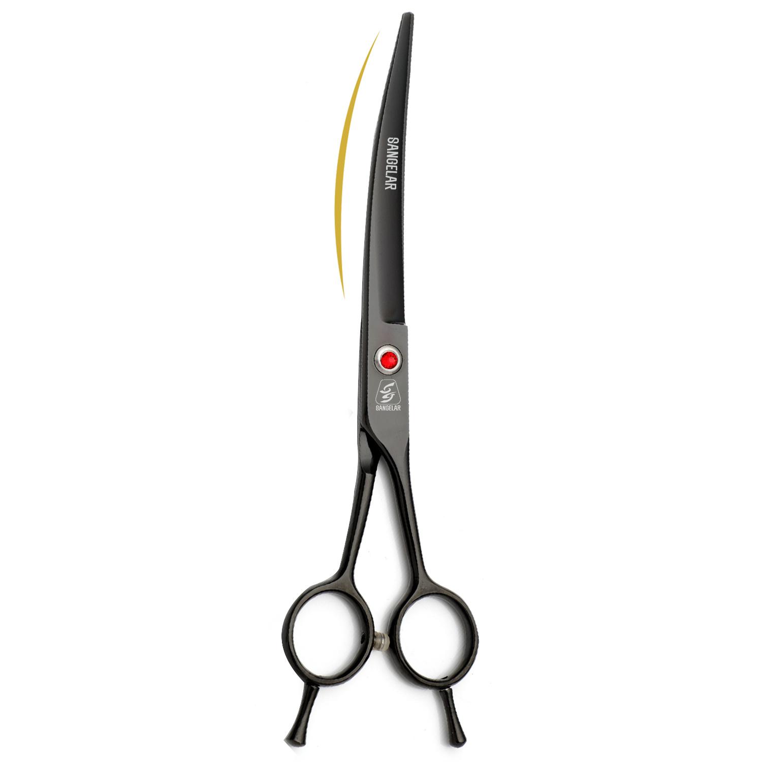 SANGELAR Professional 7 Inch Pet Curved Scissor Double-tailed Left Right Hand Pet Grooming Pet Beauty Shears Bends Shears and Warps Pet Grooming