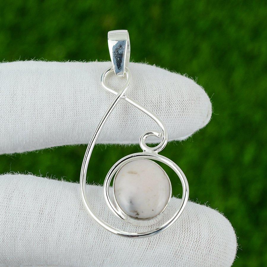 Pink Opal Stone 925 Sterling Silver Ethnic Unique Bezel Sister Pendant Jewelry
