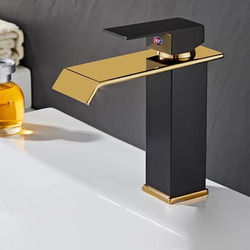 Водопад с медным сердечником над столешницей, умывальник, черный смеситель для раковины, горячий и холодный смеситель для ванной комнаты, туалет с одним отверстием