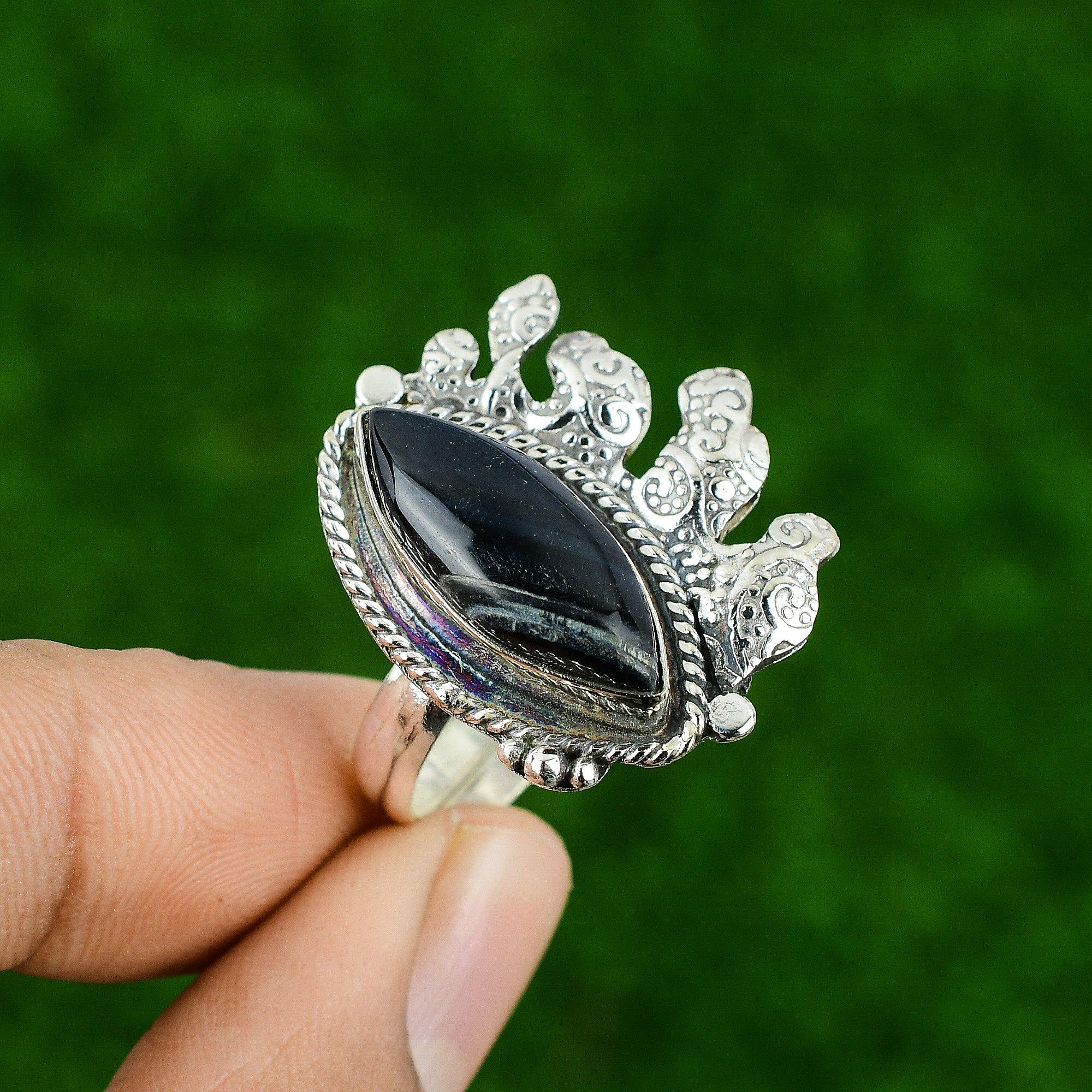 Natural Pietersite Gemstone Stackable Adjustable Ring 925 Silver For Girls