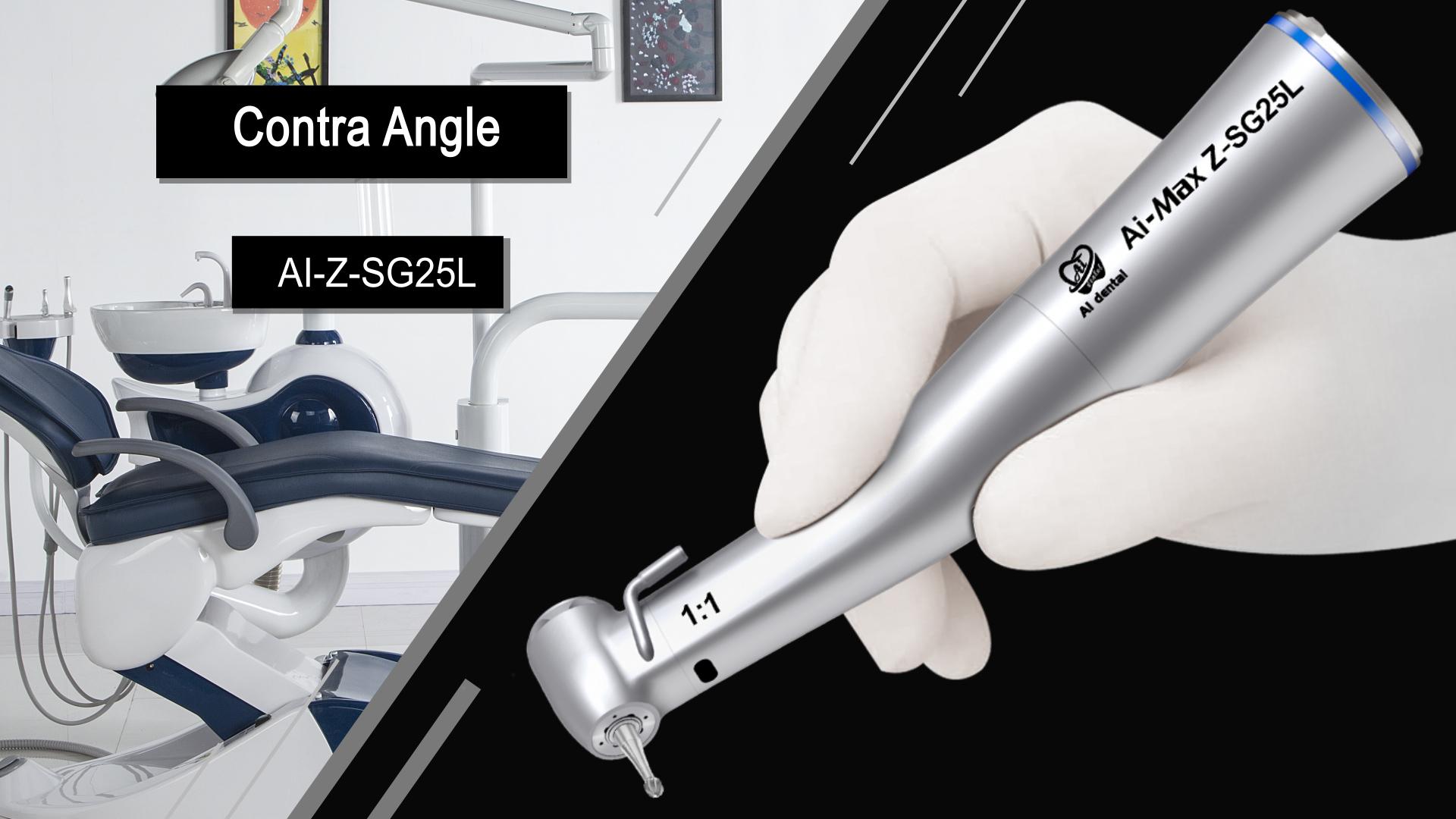 Стоматологический Электрический 1:1 Угловой наконечник LED Корпус из нержавеющей стали с внешним охлаждением Ирригационная вода AI-Z-SG25L