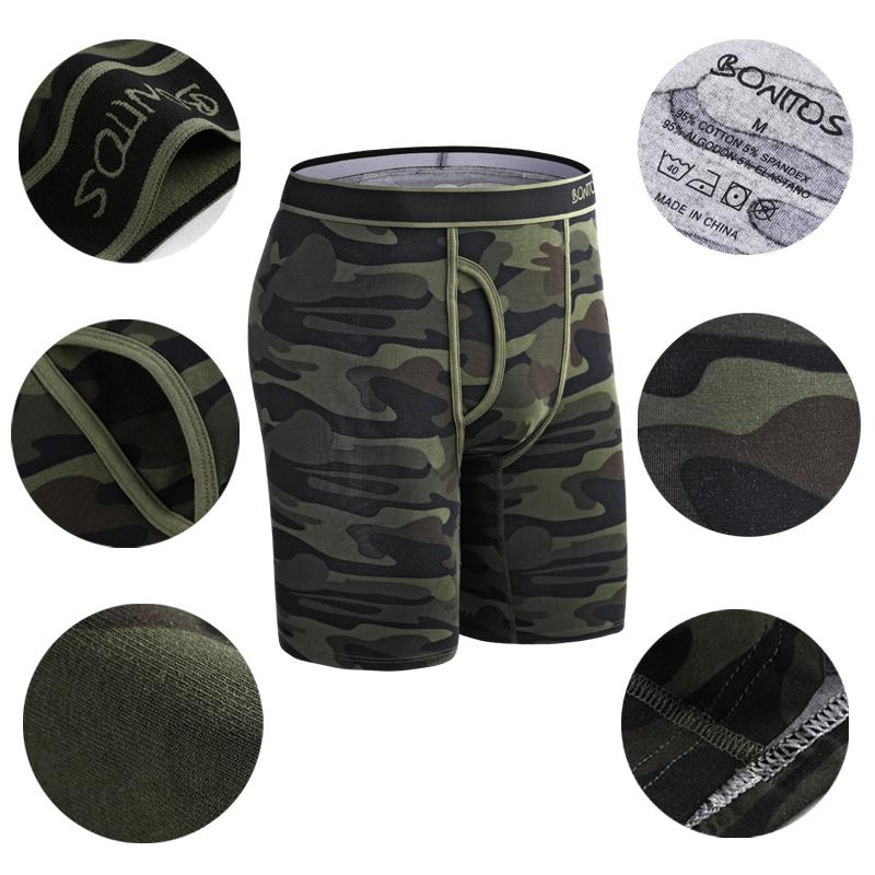 BONITOS 1 шт. длинные мужские трусы с принтом, хлопковые мужские боксеры, удобное нижнее белье для мужчин