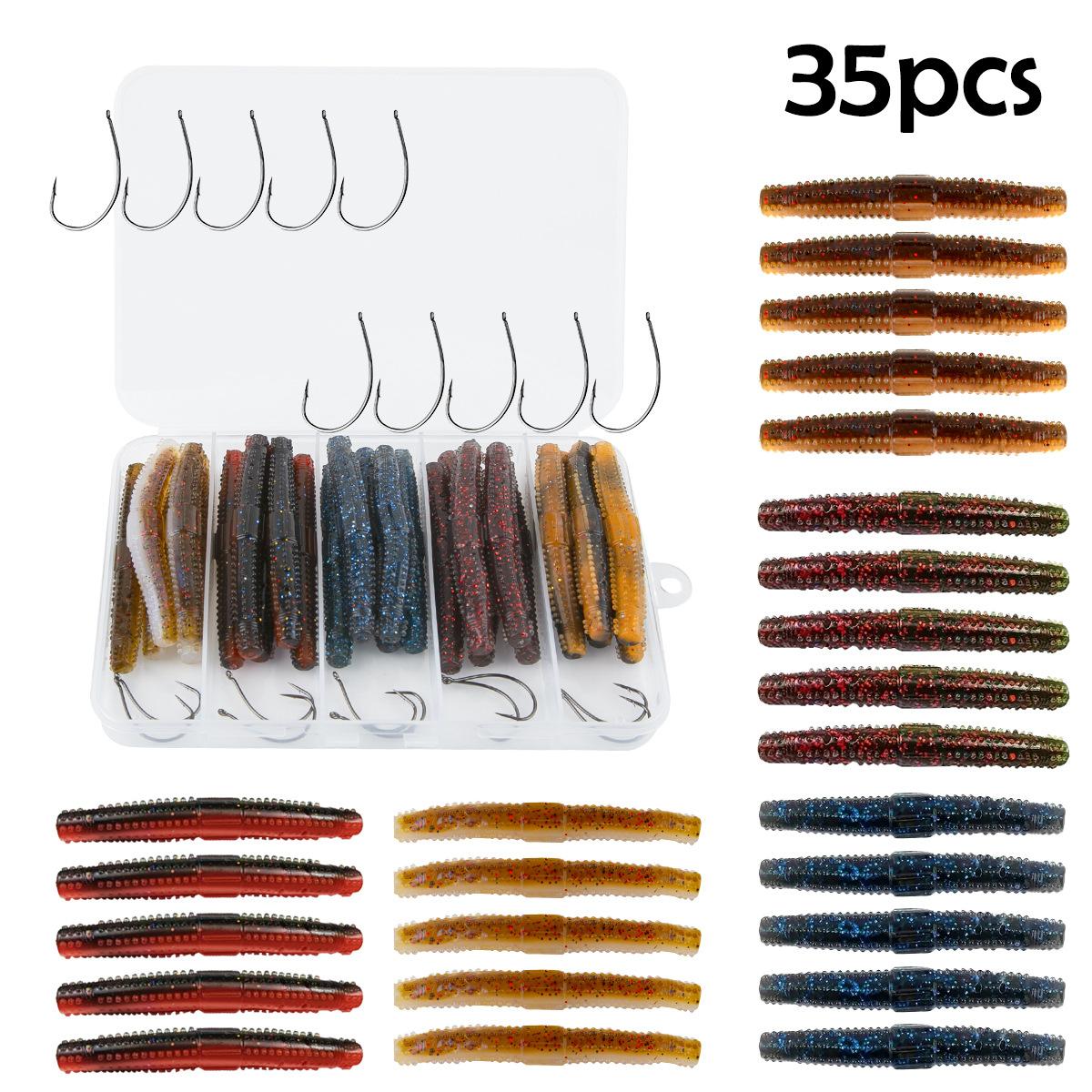 Fishing Worm Soft Bait 35pcs Fishing Lure Set