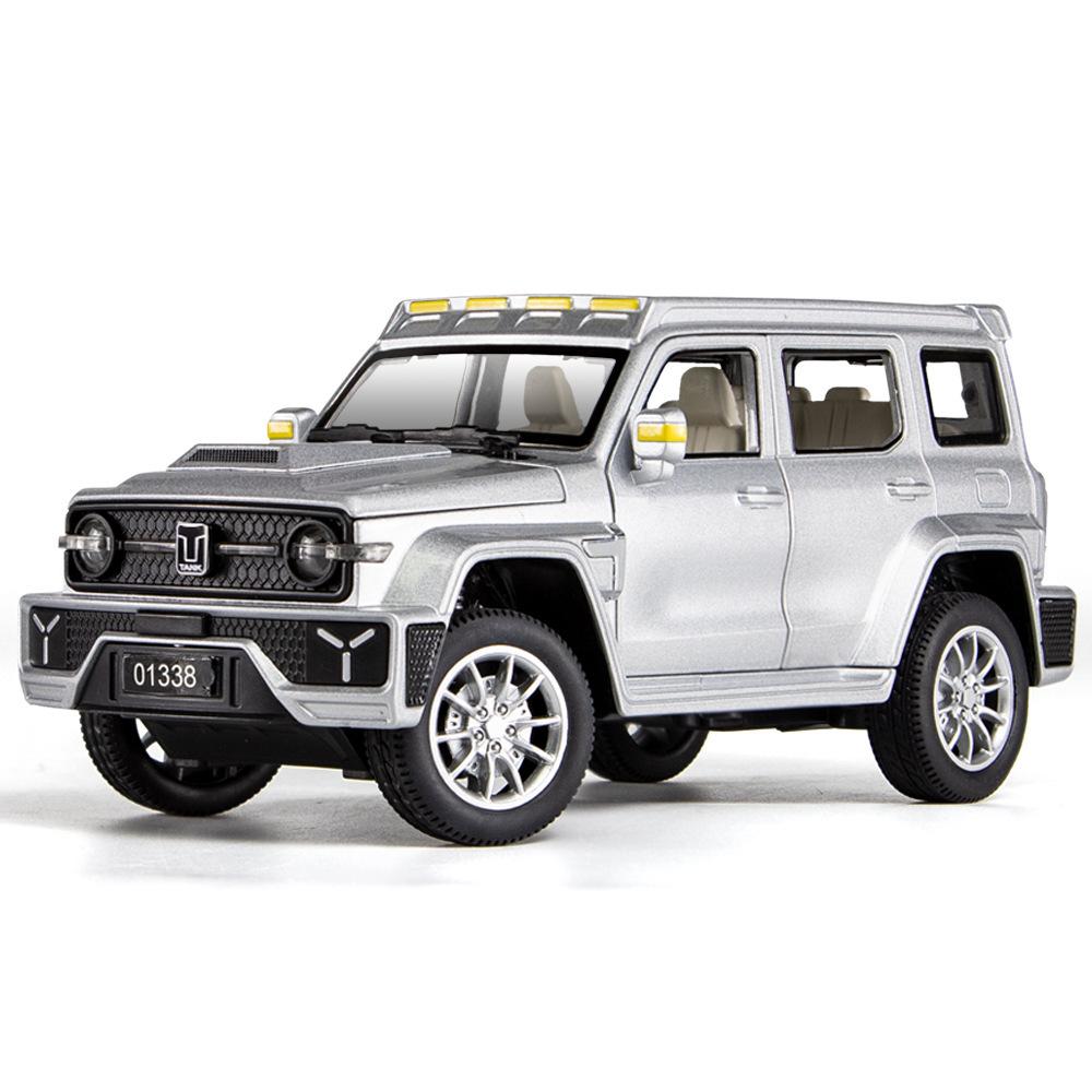 Масштаб 1/24 Jeeps Wrangler Tank 300, литая под давлением модель автомобиля, игрушечный автомобиль с откатным механизмом, звуком и светом для детей, коллекция подарков для мальчиков и девочек