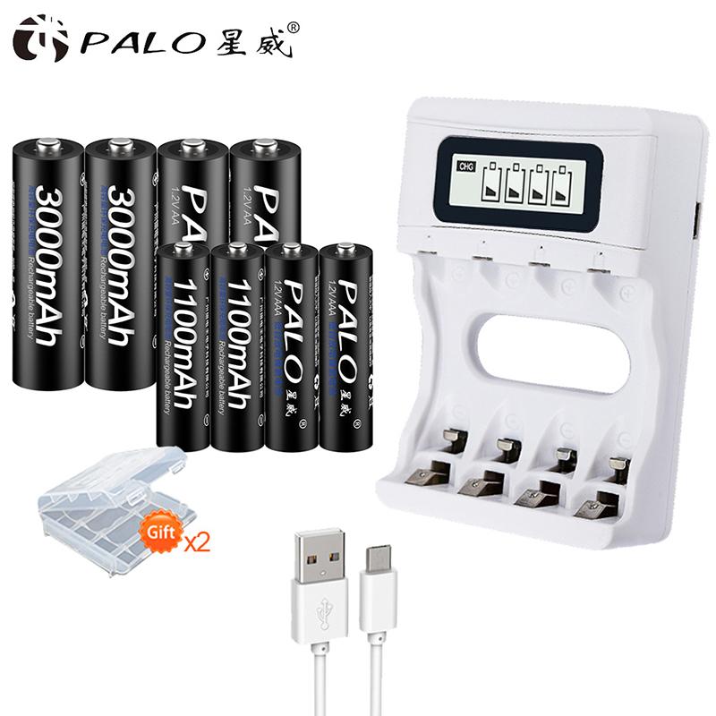 PALO 16pcs Rechargeable 1100mAh AAA NiMH Low Self-discharge 1.2V Ni-MH Rechargeable Battery Batteries 3A Bateria