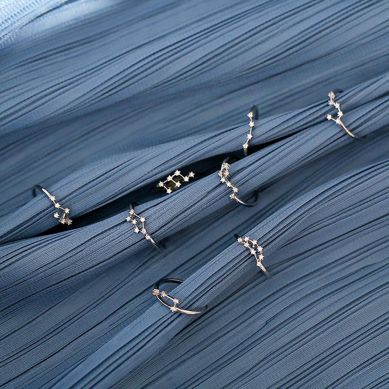 ANENJERY 12 колец созвездия для женщин с кубическим цирконом, регулируемые кольца зодиака, ювелирные изделия, подарки S-R769