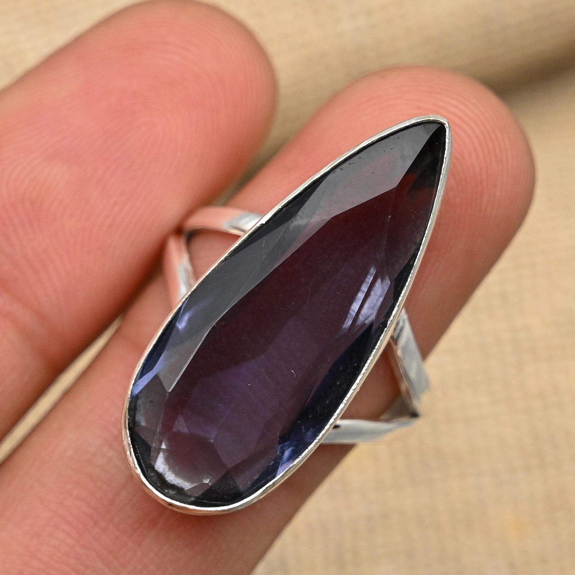 Ювелирные изделия из стерлингового серебра 925 пробы с драгоценным камнем иолит ручной работы на День Благодарения