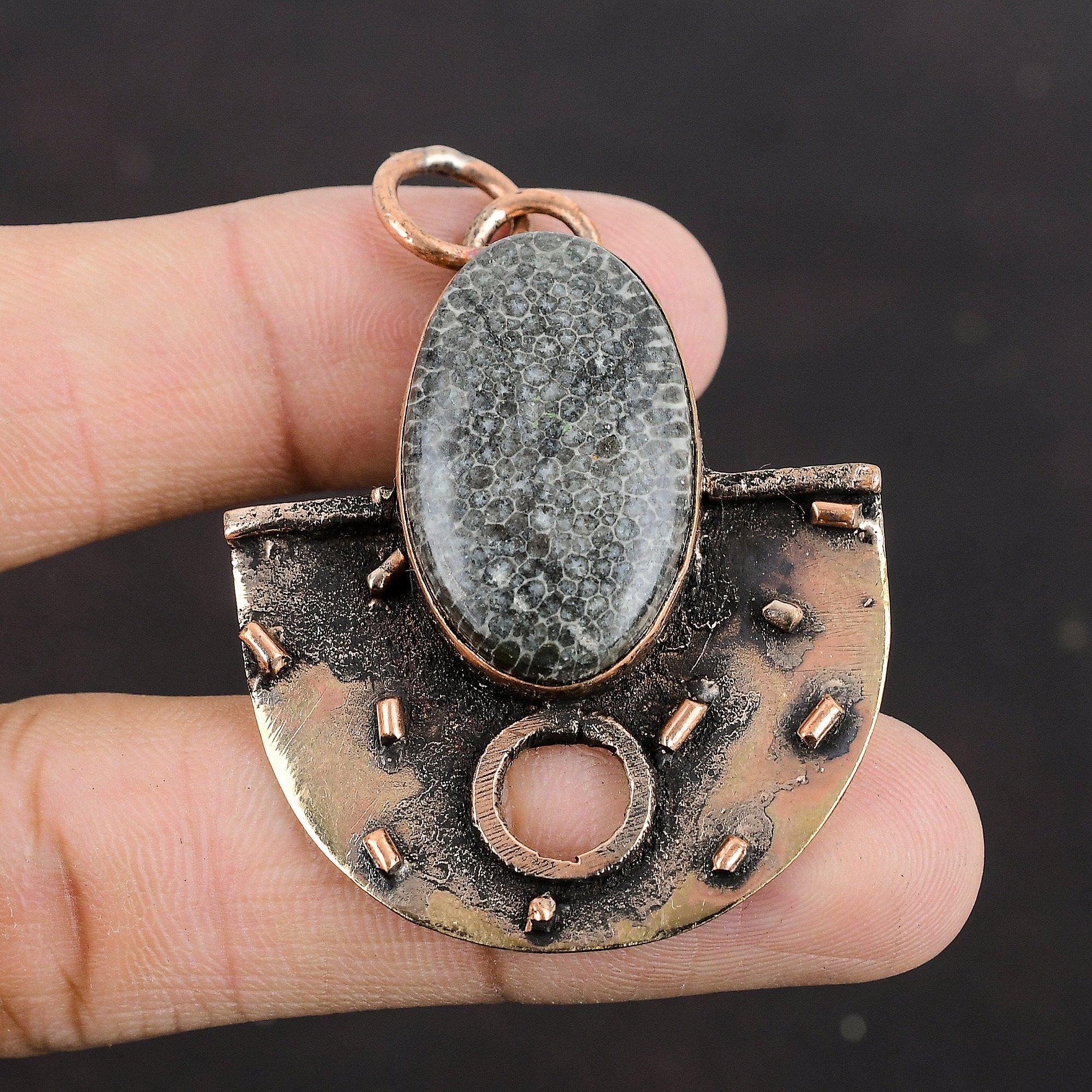 Подвеска из коралла ската, медная подвеска, подвеска из драгоценного камня, ювелирное изделие ручной работы, новейший дизайн, изящное медное ювелирное изделие, подарок на годовщину для мамы